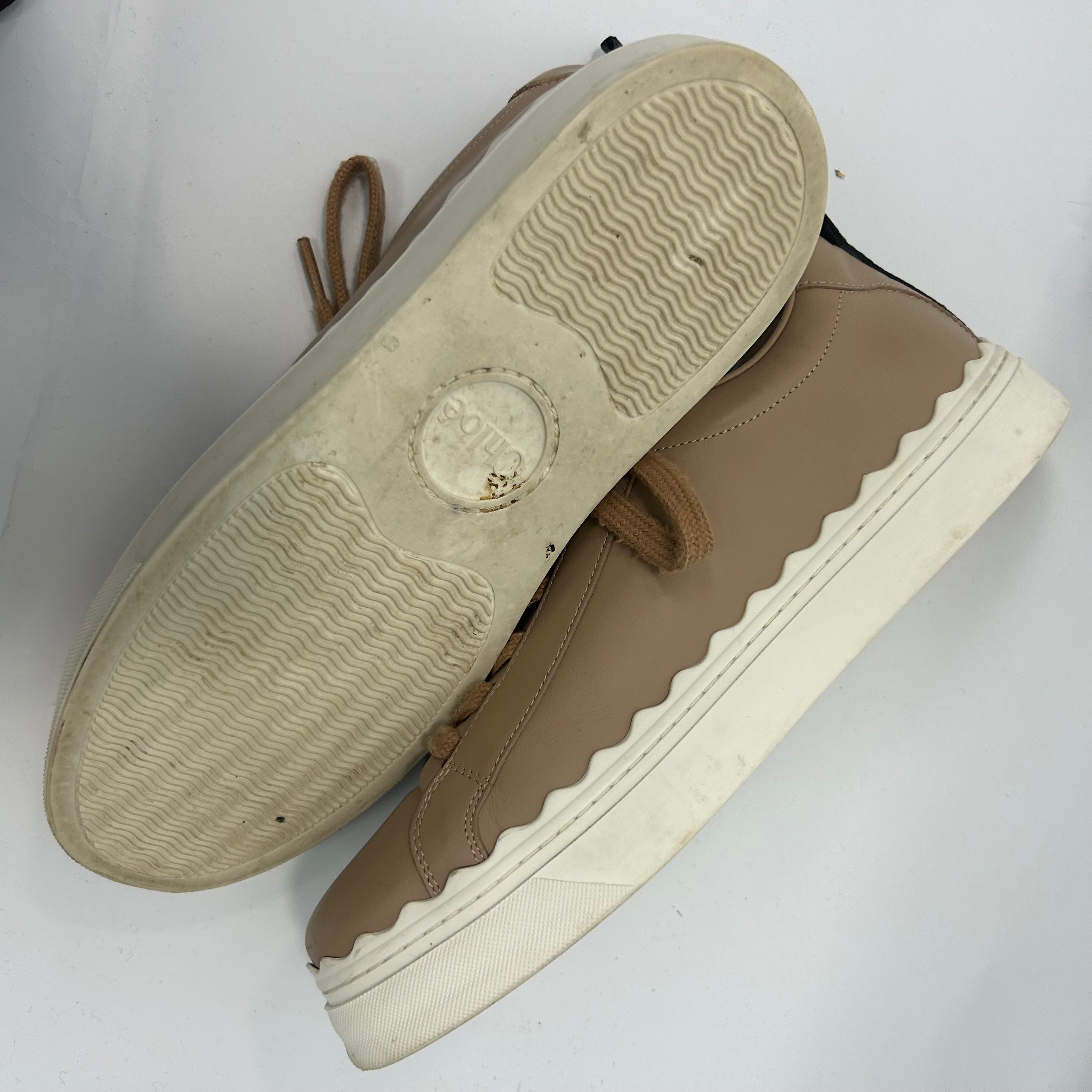Chloe £450 Pale Coffee Leather Lauren Trainers 41