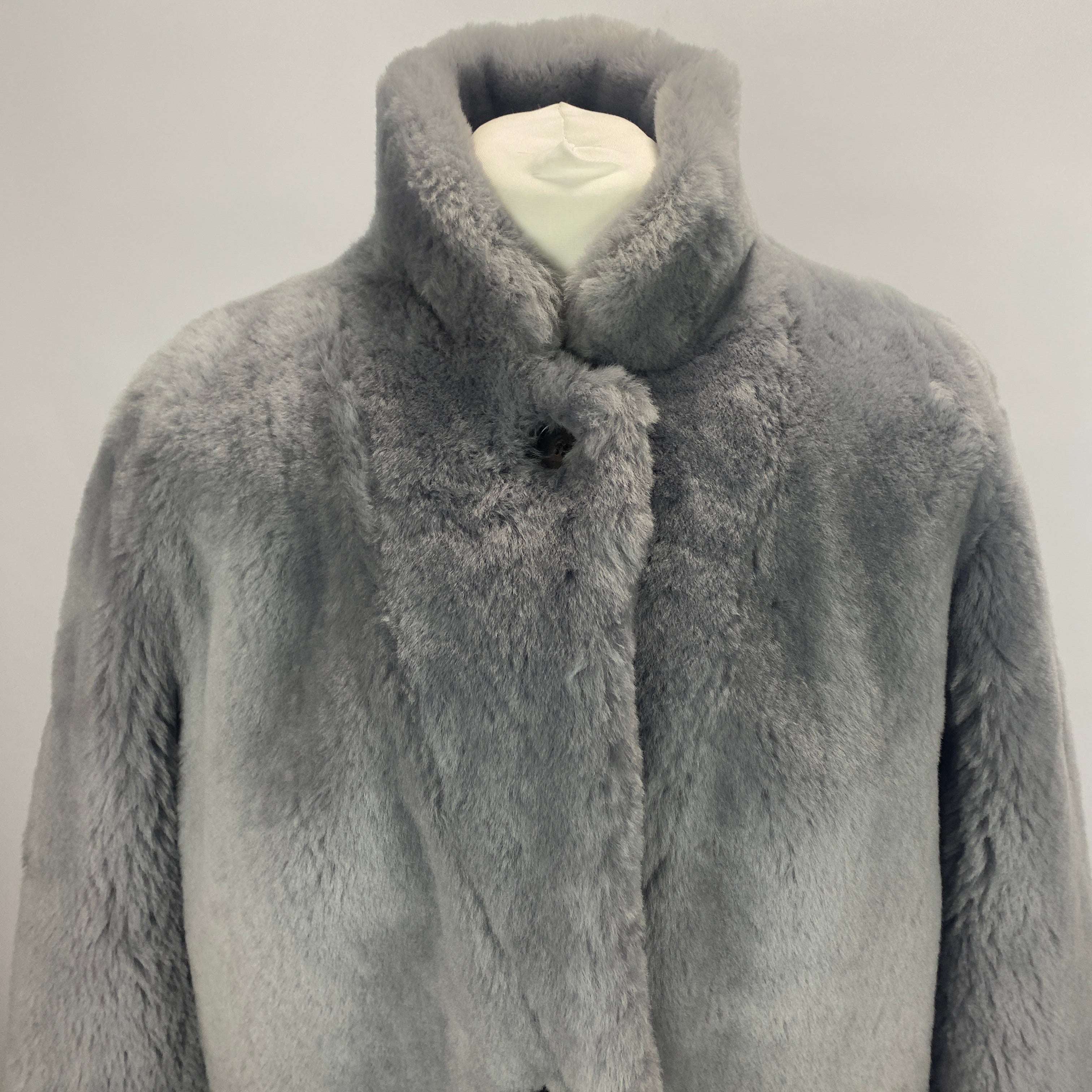 Joseph New £1875 Ice Grey Reversible Shearling Coat M