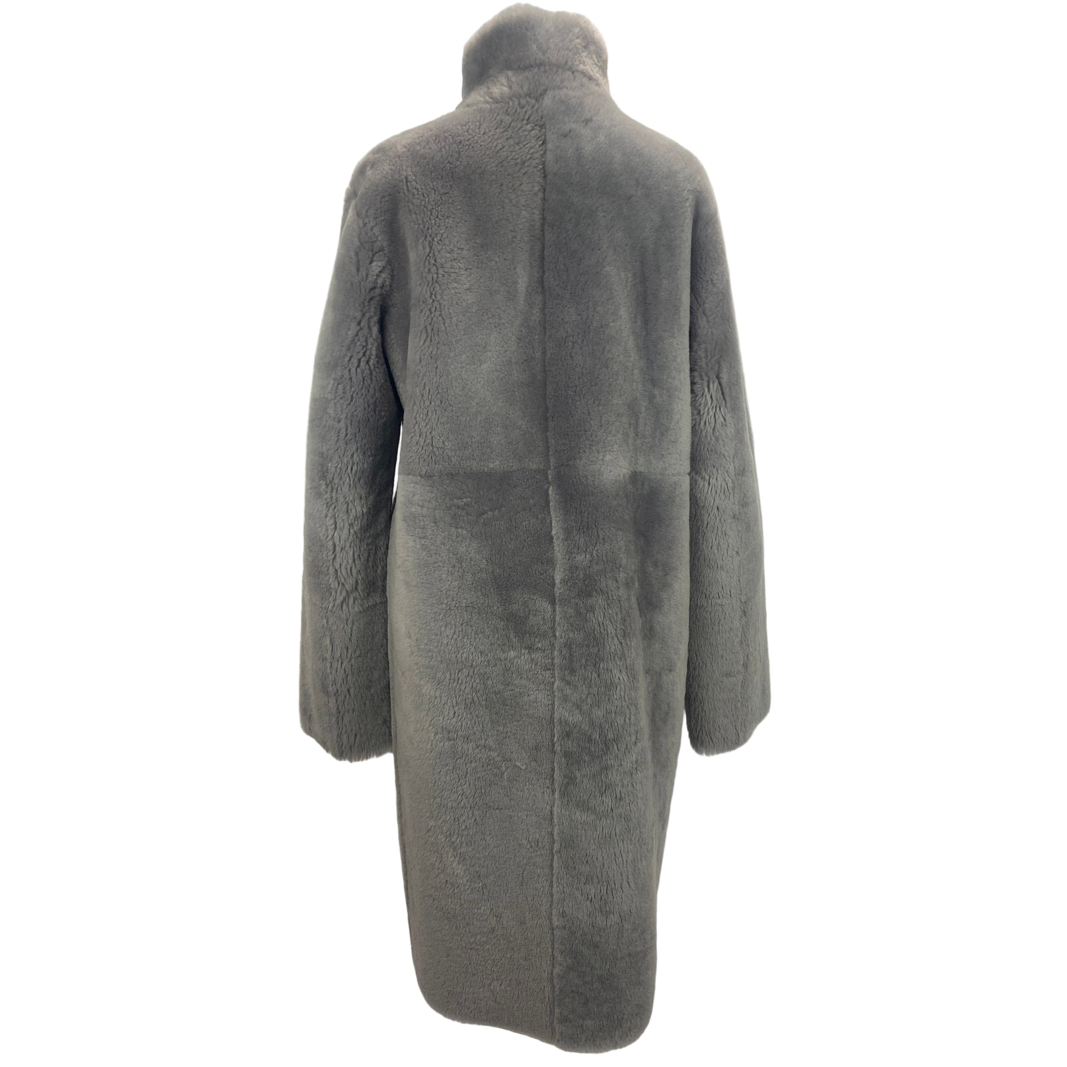 Joseph New £1875 Ice Grey Reversible Shearling Coat M
