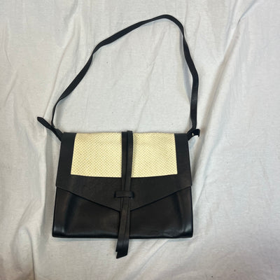 Isabel Marant Black & Cream Textured Leather Shoulder Bag