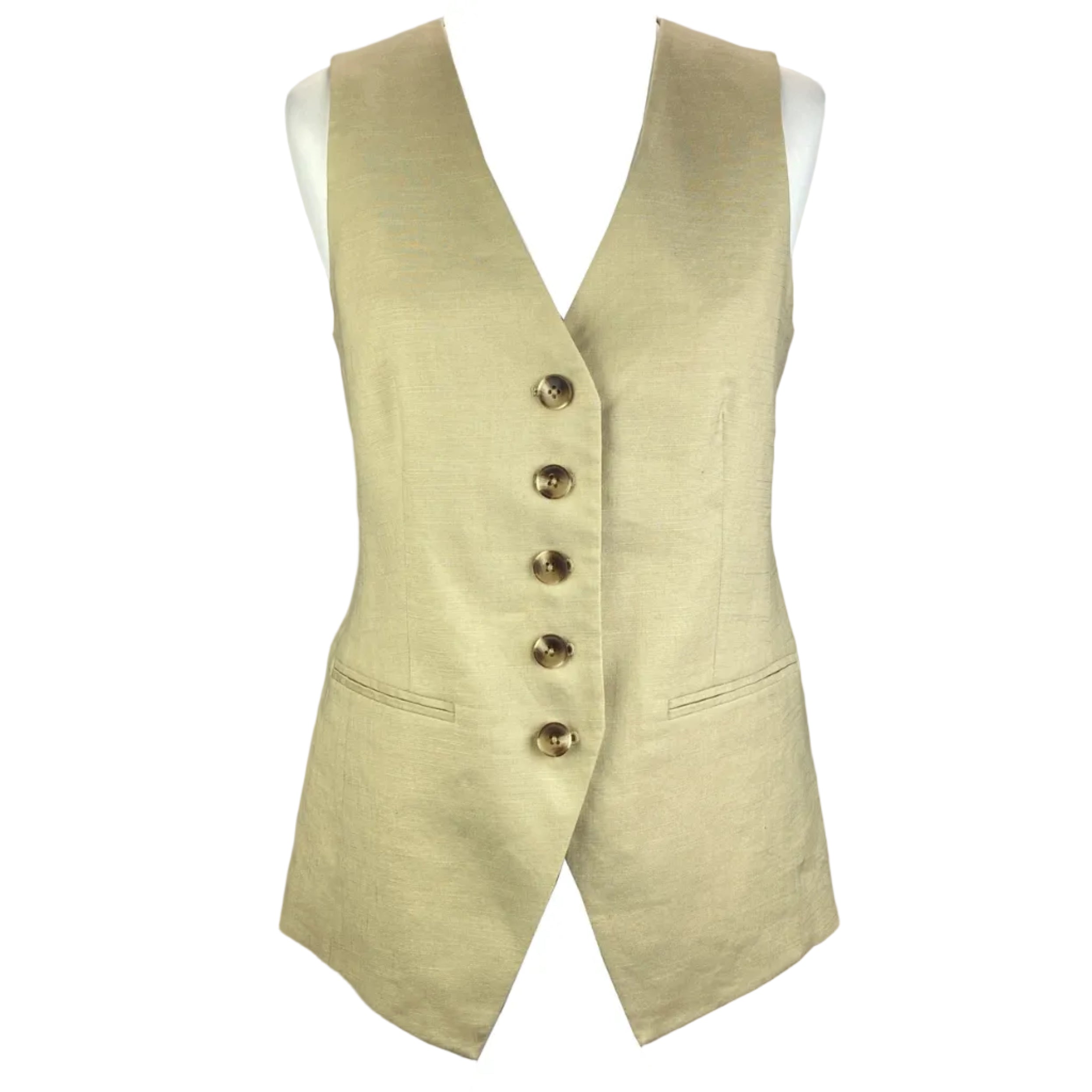 Veronica Beard New £420 Beige Linen Waistcoat M