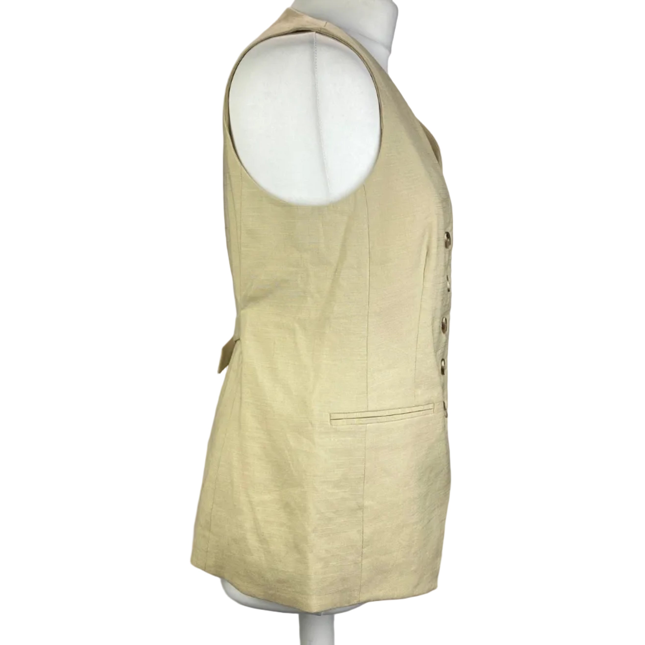 Veronica Beard £420 Beige Liff Vest Linen Blend M