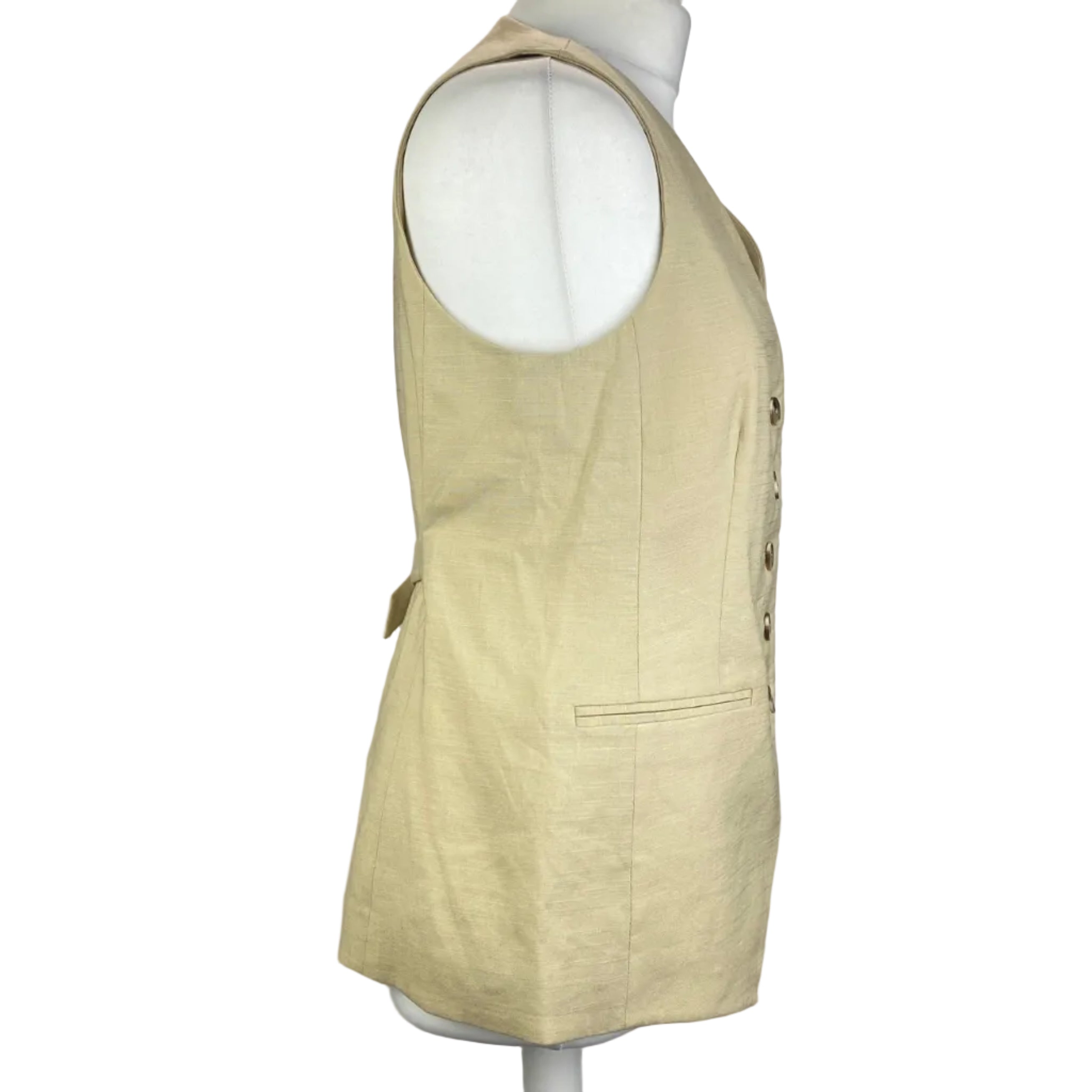 Veronica Beard New £420 Beige Linen Waistcoat M