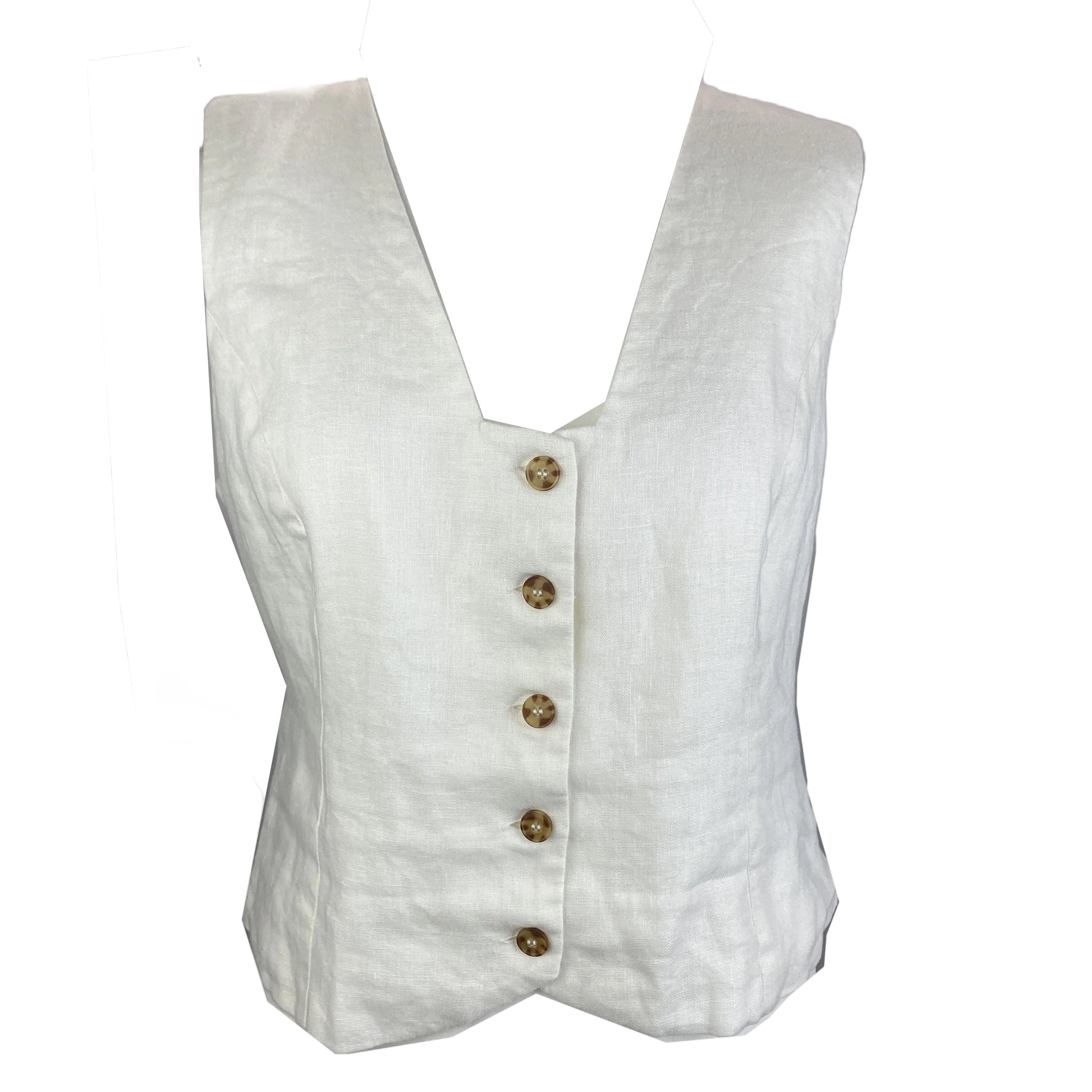 Posse White Linen Vest Linen L