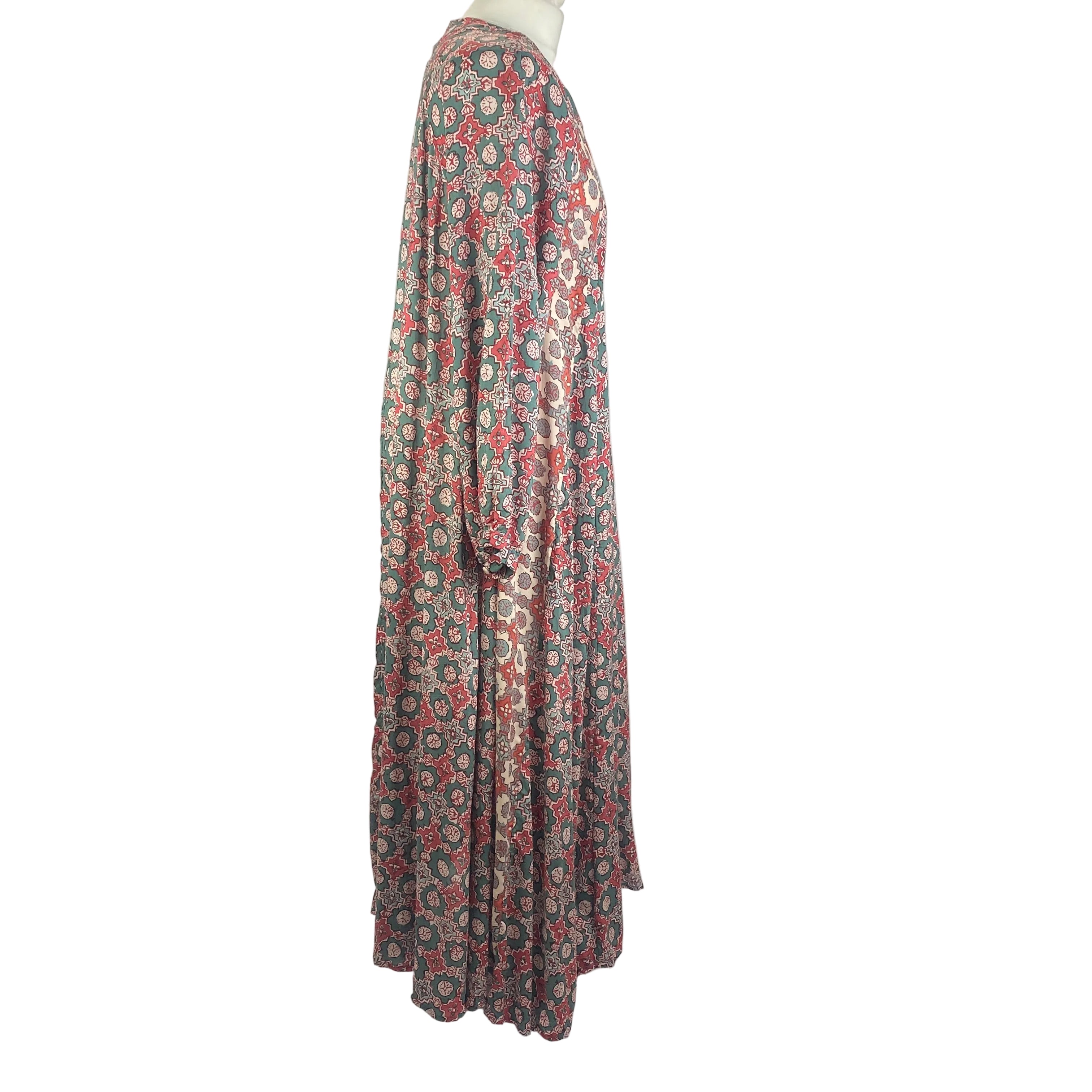 Natalie Martin New £245 Coral Teal Maxi Dress M