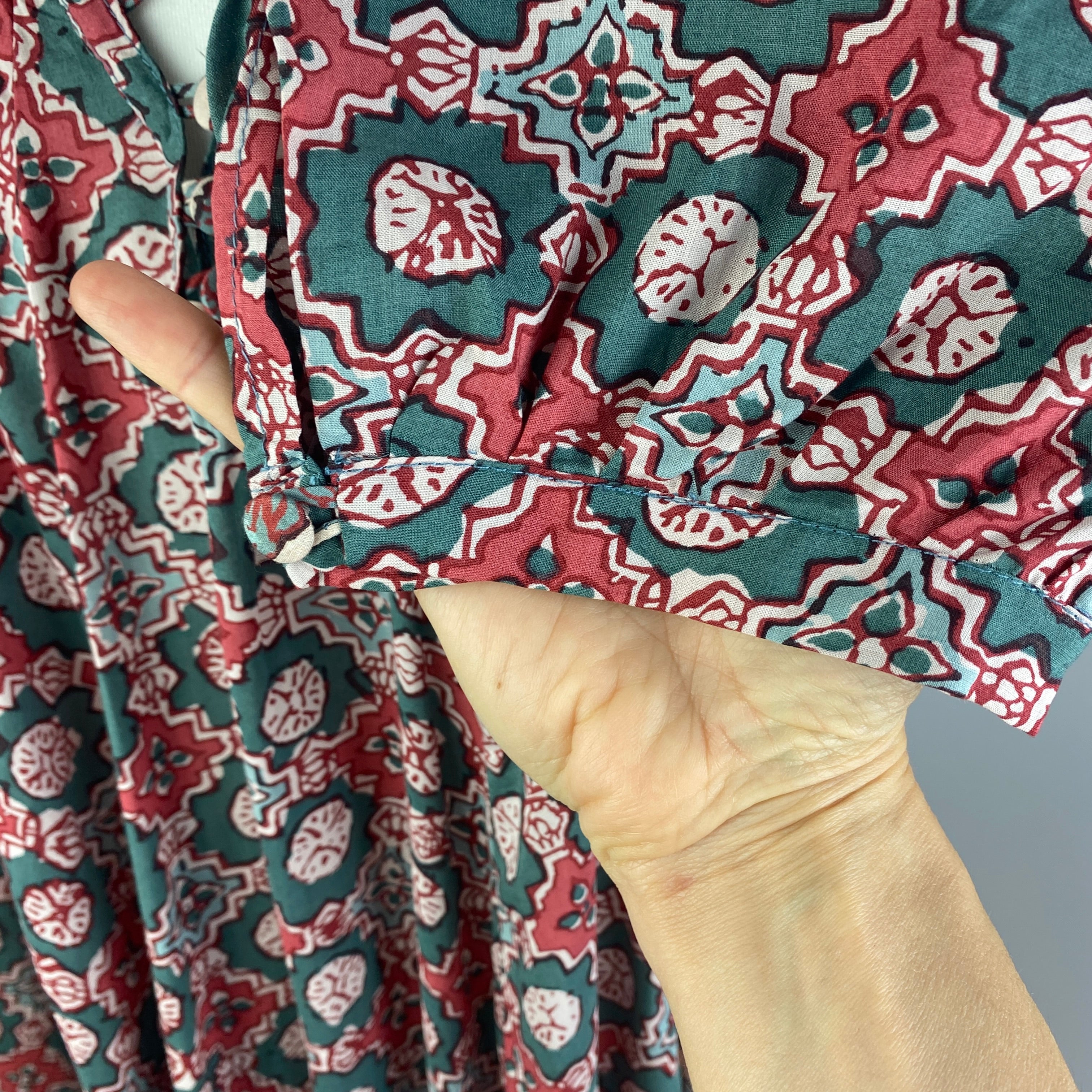 Natalie Martin New £245 Coral Teal Maxi Dress M