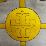 Tory Burch Natural Canvas & Yellow Leather Large Tote Bag