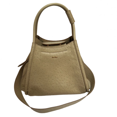 Max Mara £970 Ostrich-Embossed Marnie Leather Top Handle Bag