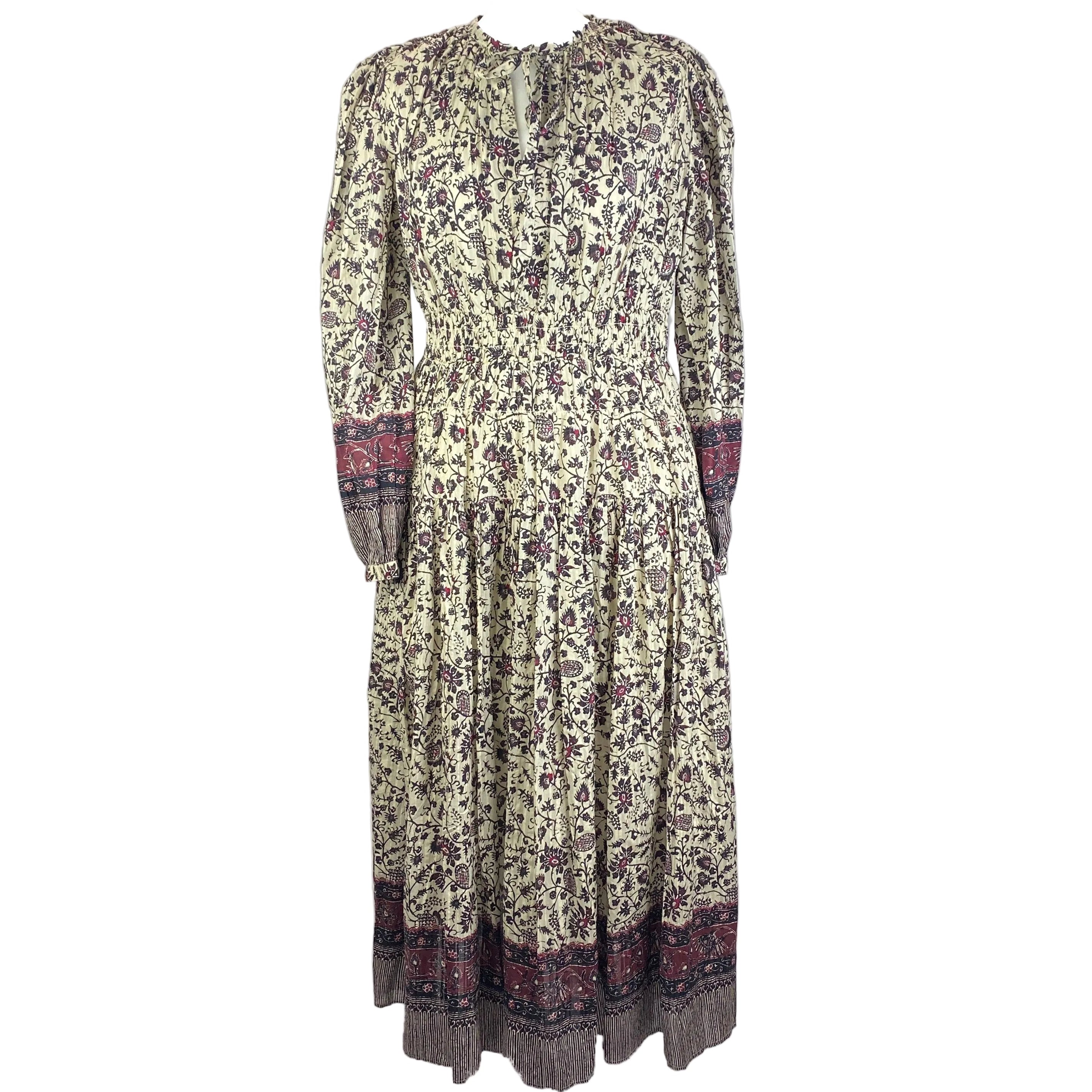 Ulla Johnson £510 Cream Burgundy Mona Midi Dress S