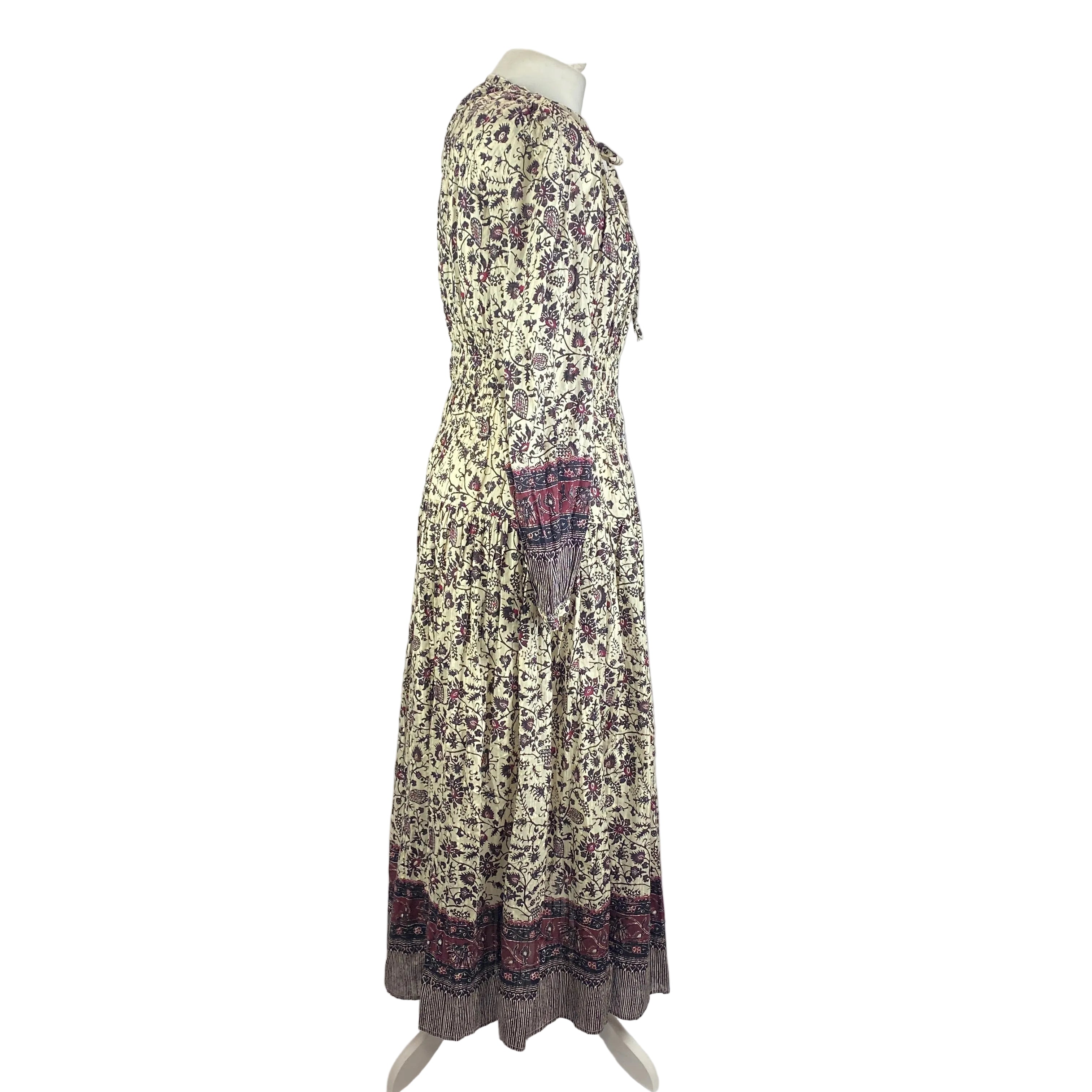 Ulla Johnson £510 Cream Burgundy Mona Midi Dress S