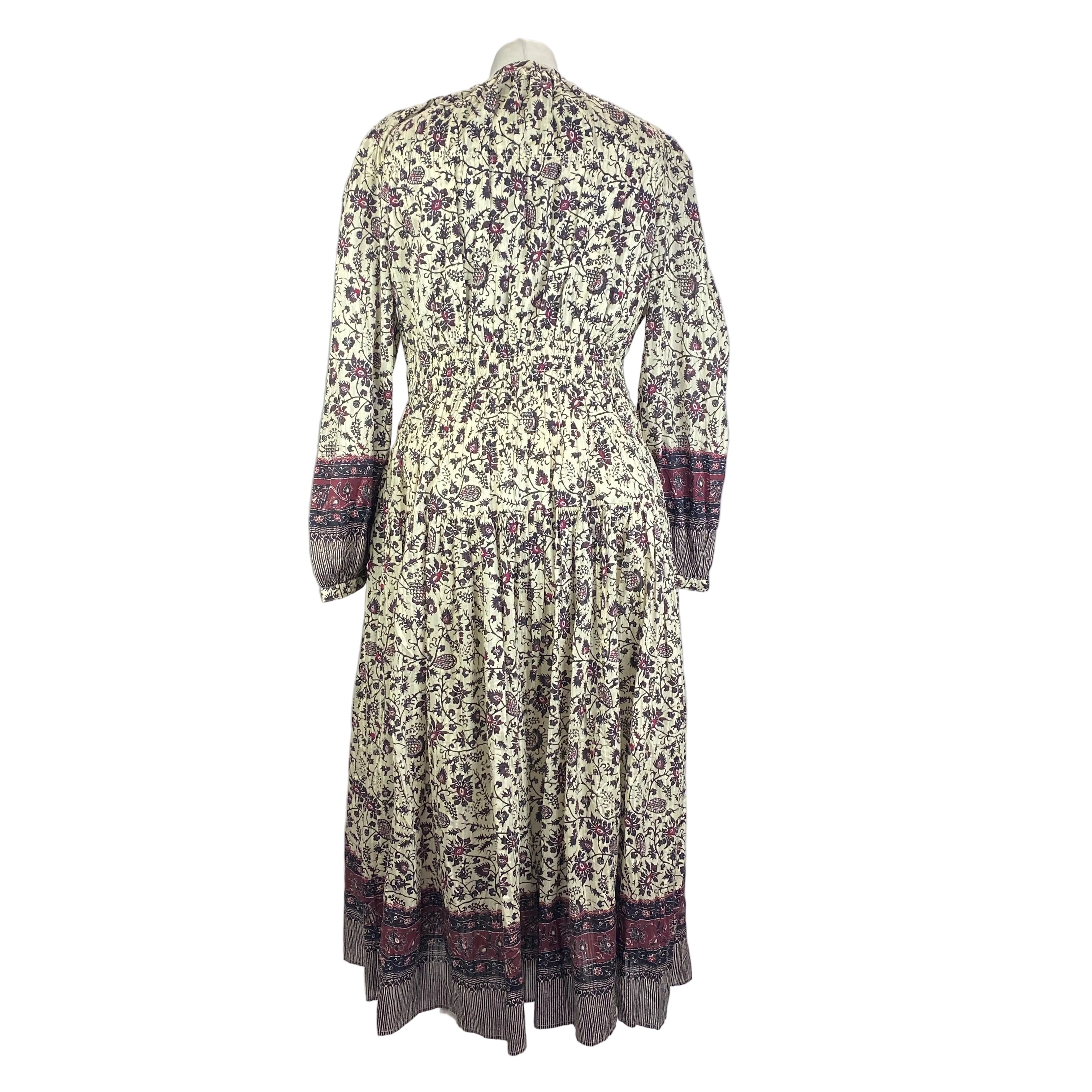 Ulla Johnson £510 Cream Burgundy Mona Midi Dress S