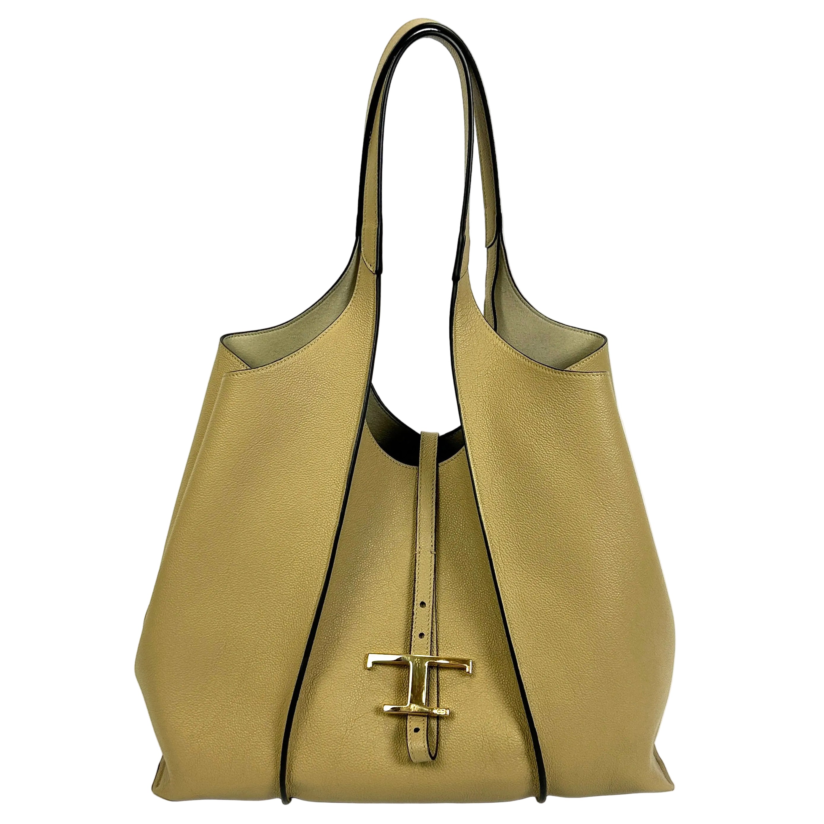Tods New £1870 Deep Vanilla T Timeless Tote Bag