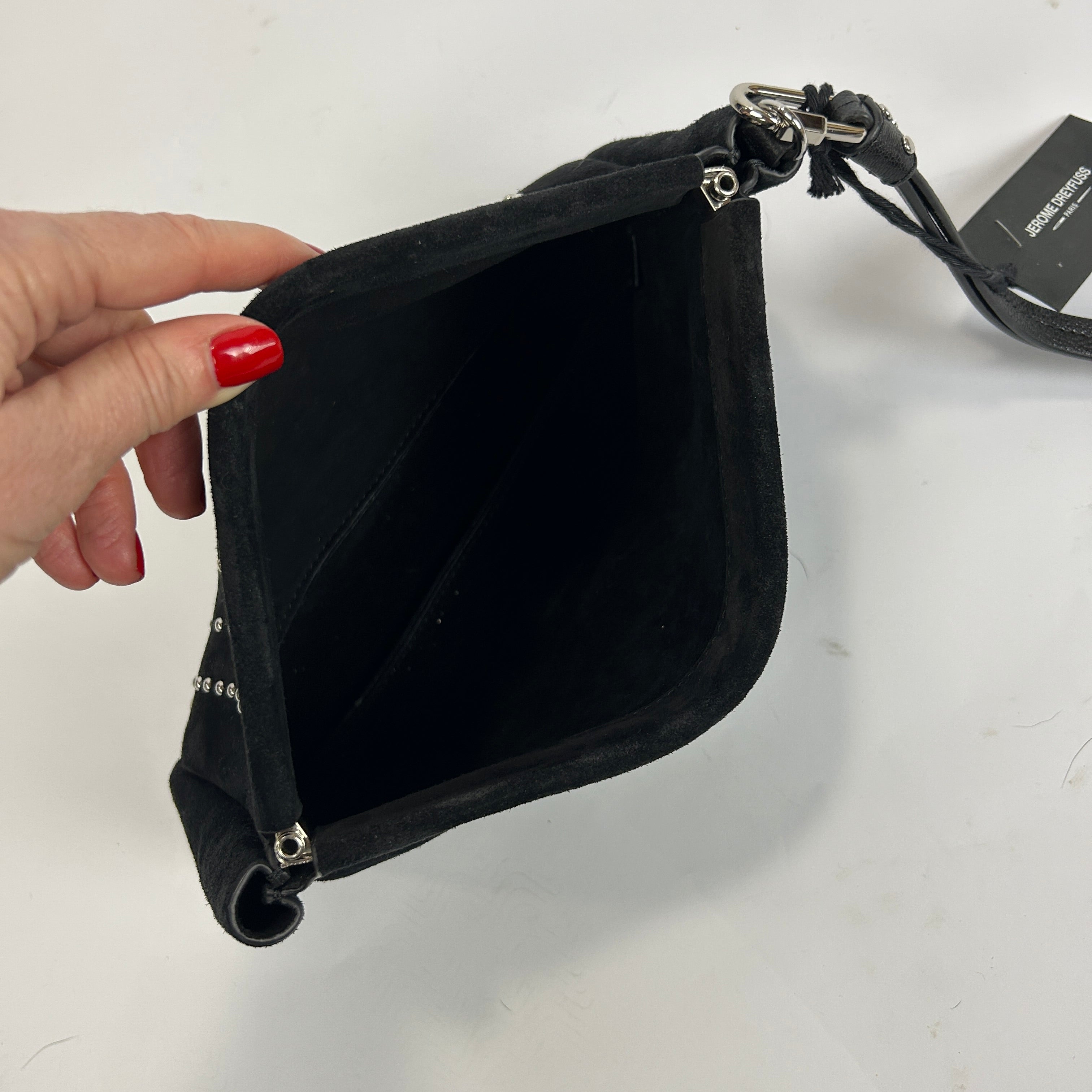 Jerome Dreyfuss New £350 Black Suede Clap Clutch Bag