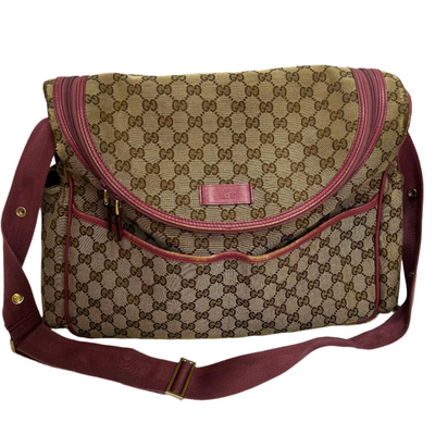 Gucci Monogram Canvas & Pink Leather Large Messenger/Baby Bag