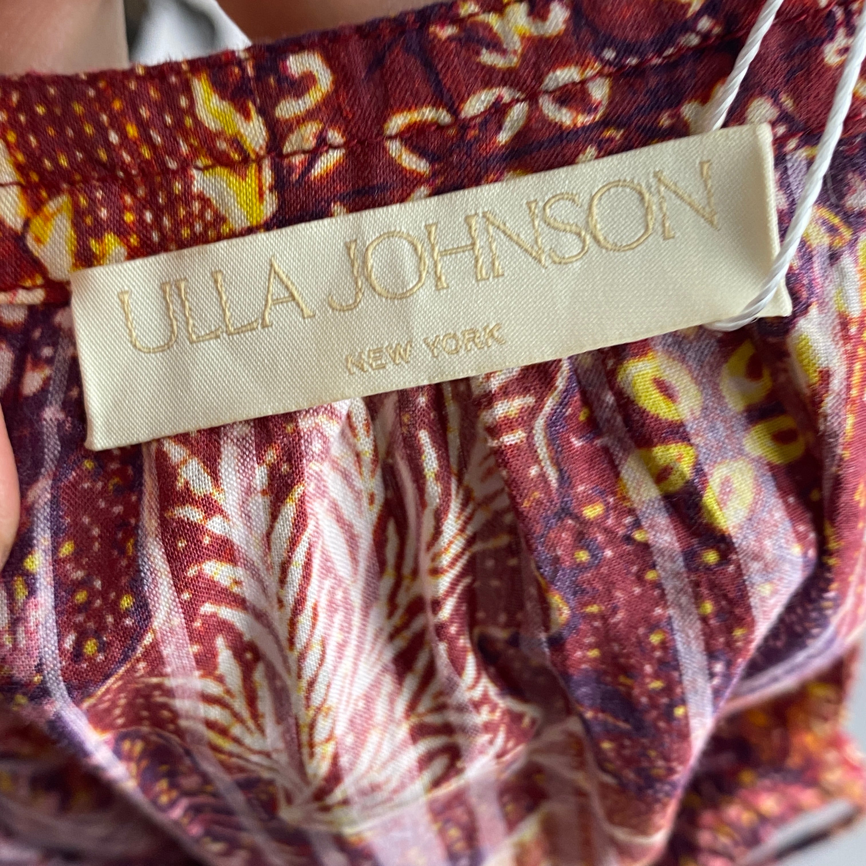 Ulla Johnson New Issa Batik Purple Burgundy Cotton Viscose Top M