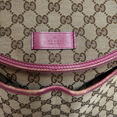 Gucci Monogram Canvas & Pink Leather Large Messenger/Baby Bag