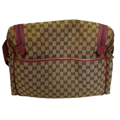 Gucci Monogram Canvas & Pink Leather Large Messenger/Baby Bag