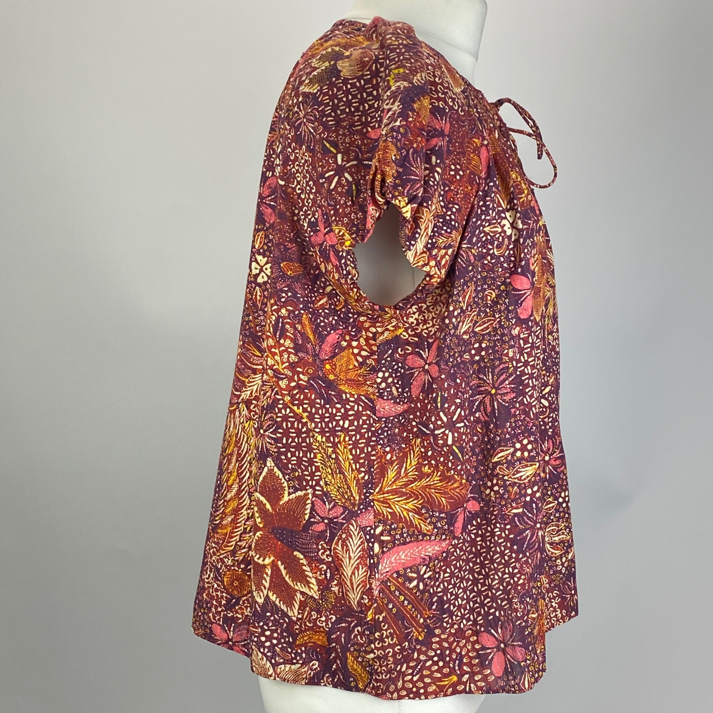 Ulla Johnson New Purple & Burgundy Batik Cotton Mix Top M