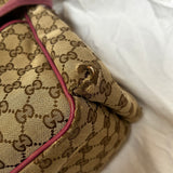 Gucci Monogram Canvas & Pink Leather Large Messenger/Baby Bag