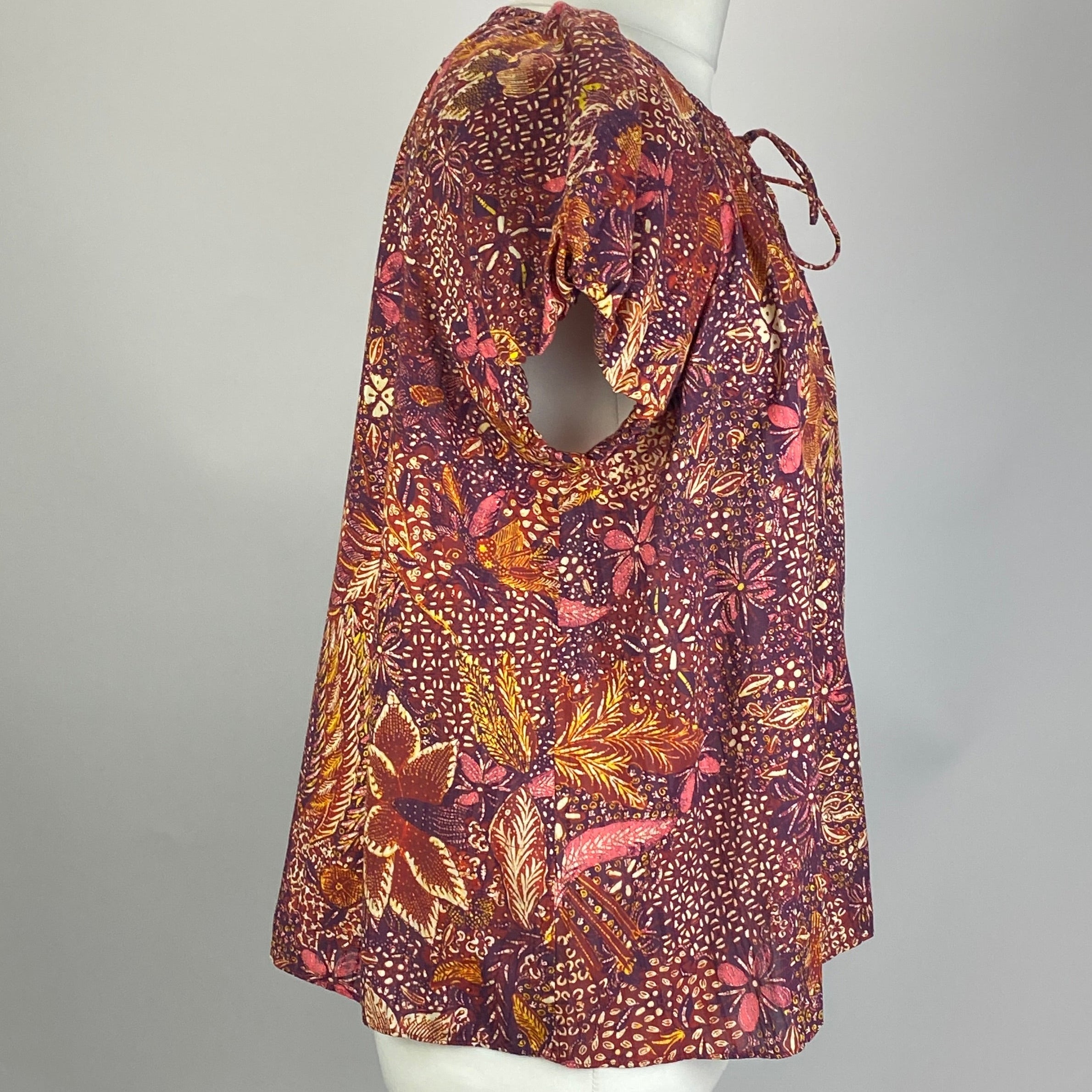 Ulla Johnson New Issa Batik Purple Burgundy Cotton Viscose Top M