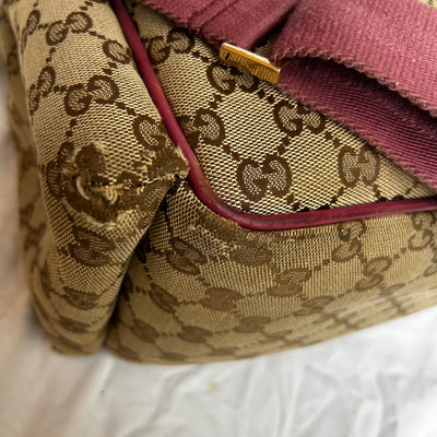 Gucci Monogram Canvas & Pink Leather Large Messenger/Baby Bag