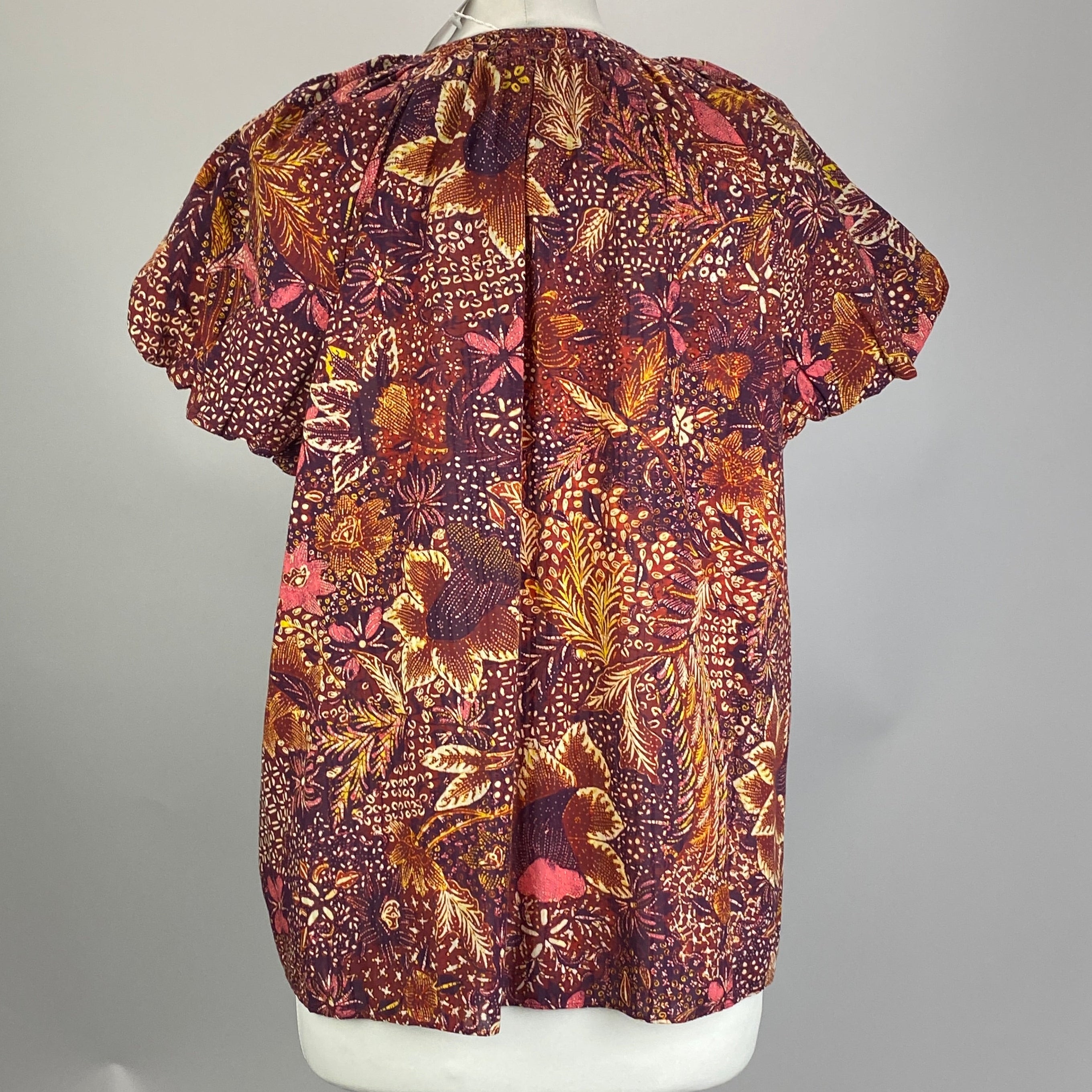 Ulla Johnson New Issa Batik Purple Burgundy Cotton Viscose Top M