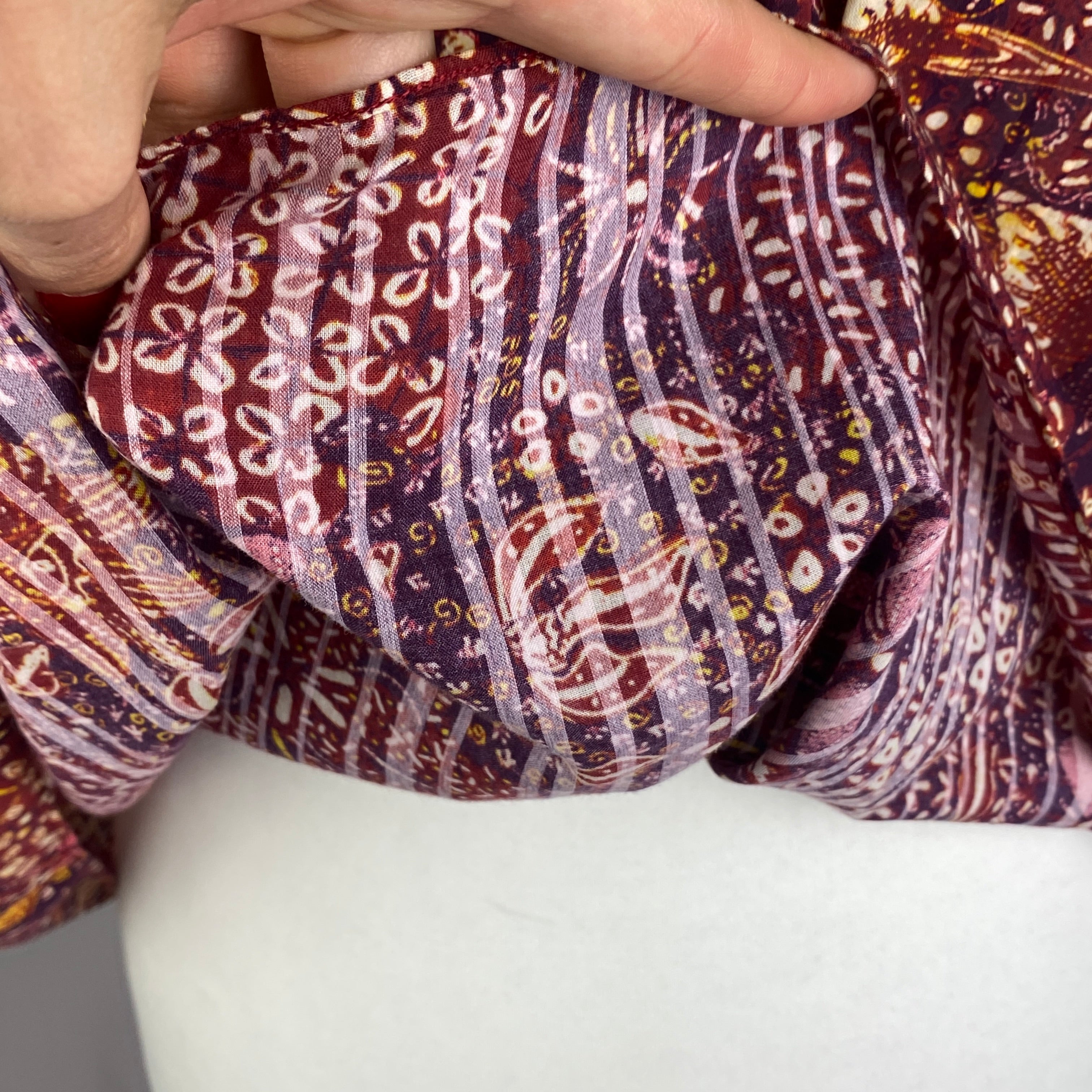 Ulla Johnson New Purple & Burgundy Batik Cotton Mix Top M