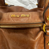 Miu Miu Chestnut Vitello Side Ribbon Handbag