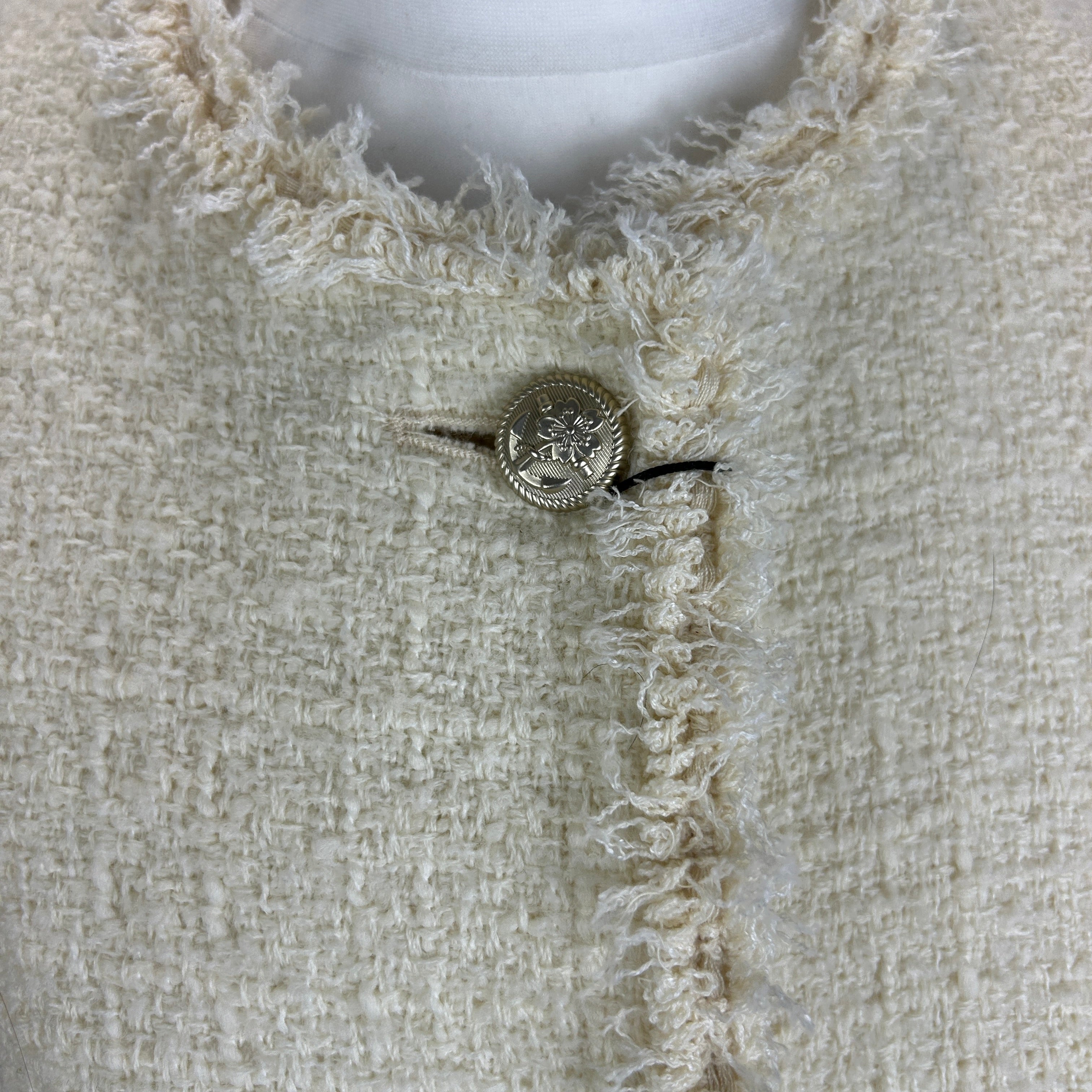 Weekend Max Mara New £435 Cream Raw Edge Tweed Jacket S