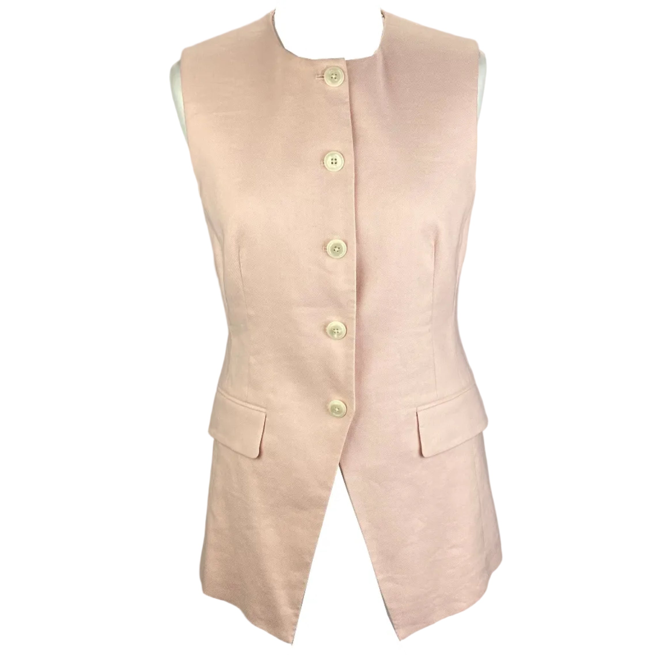 Veronica Beard New £420 Pink Linen Waistcoat M