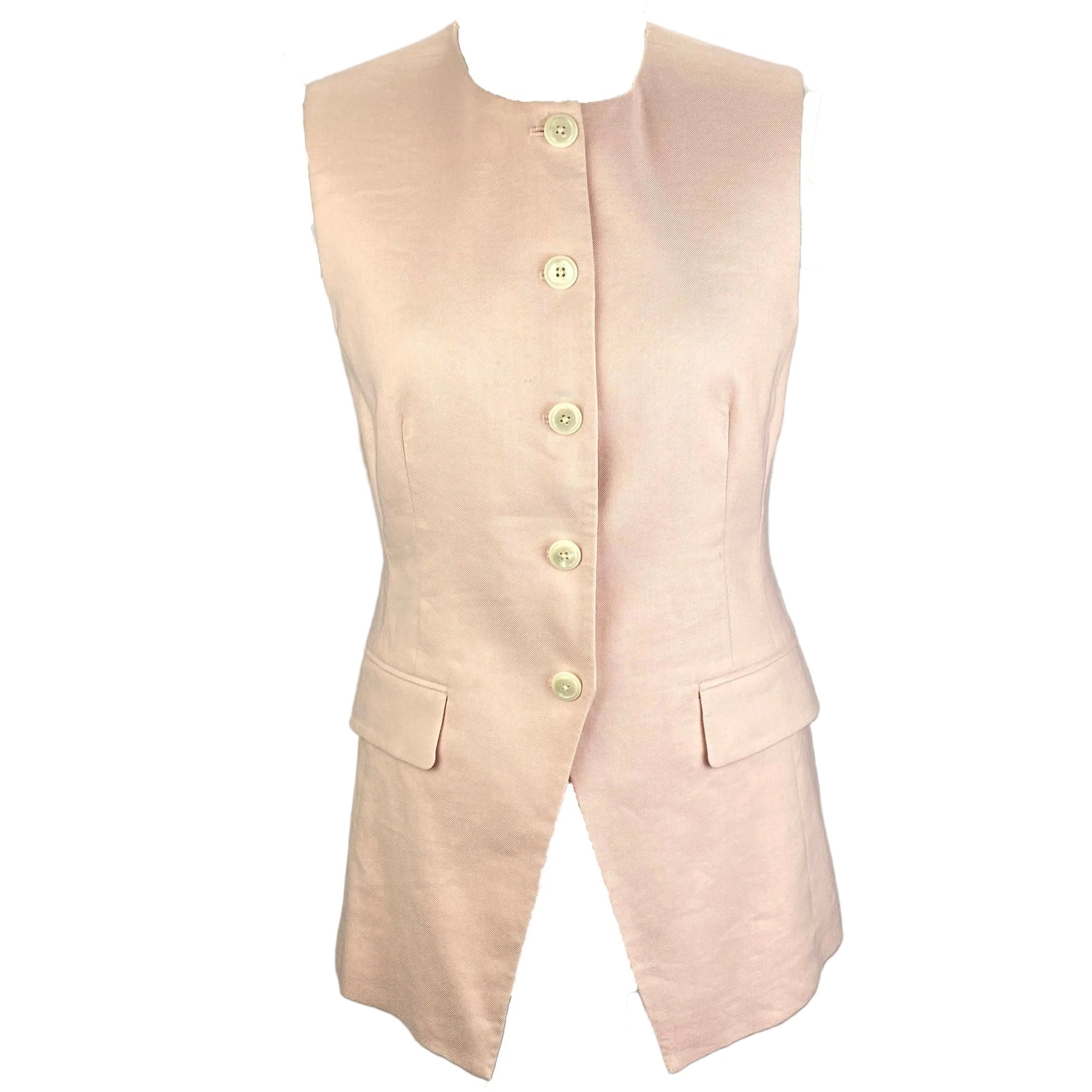 Veronica Beard £420 Pink Shell Louis Vest Linen Blend M