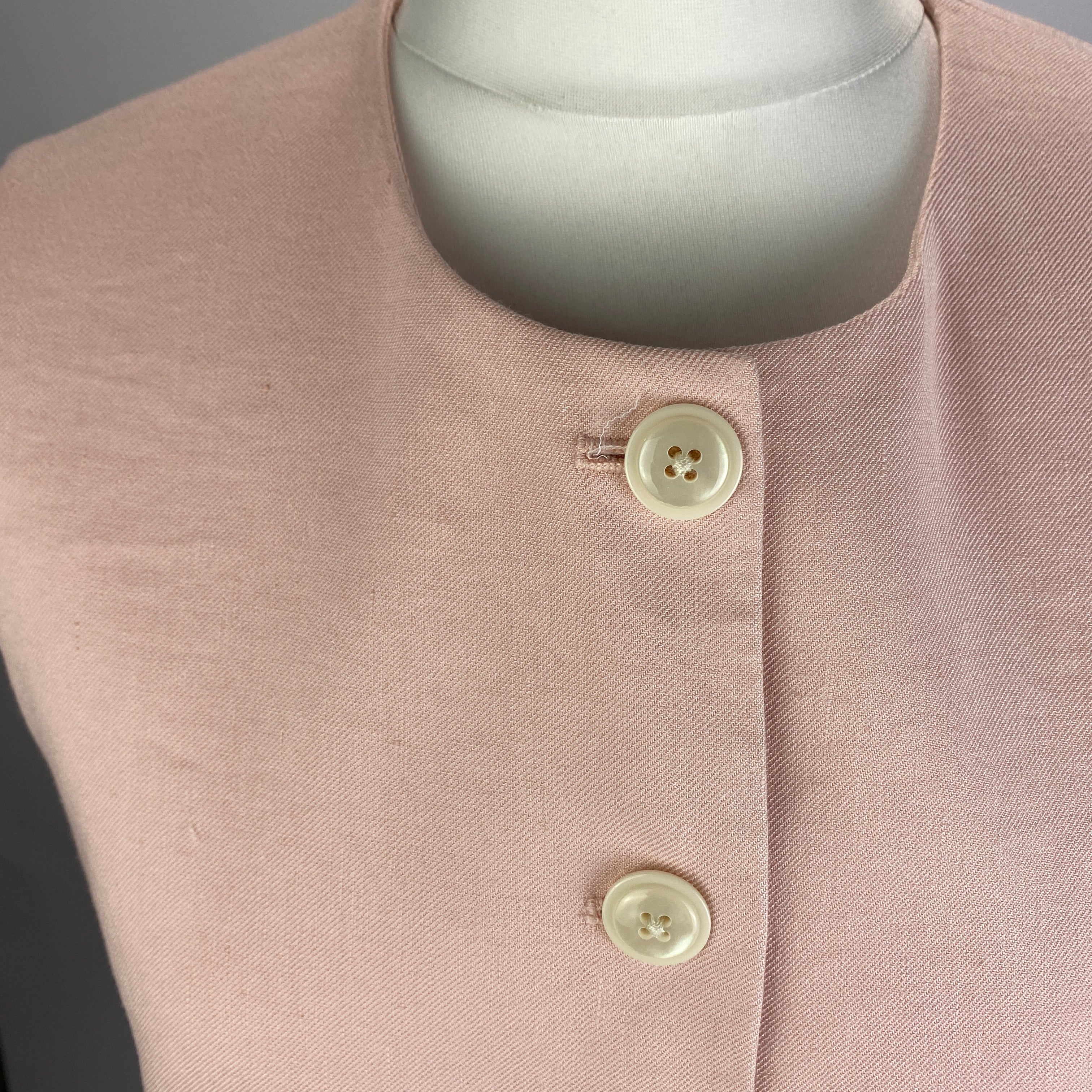 Veronica Beard £420 Pink Shell Louis Vest Linen Blend M
