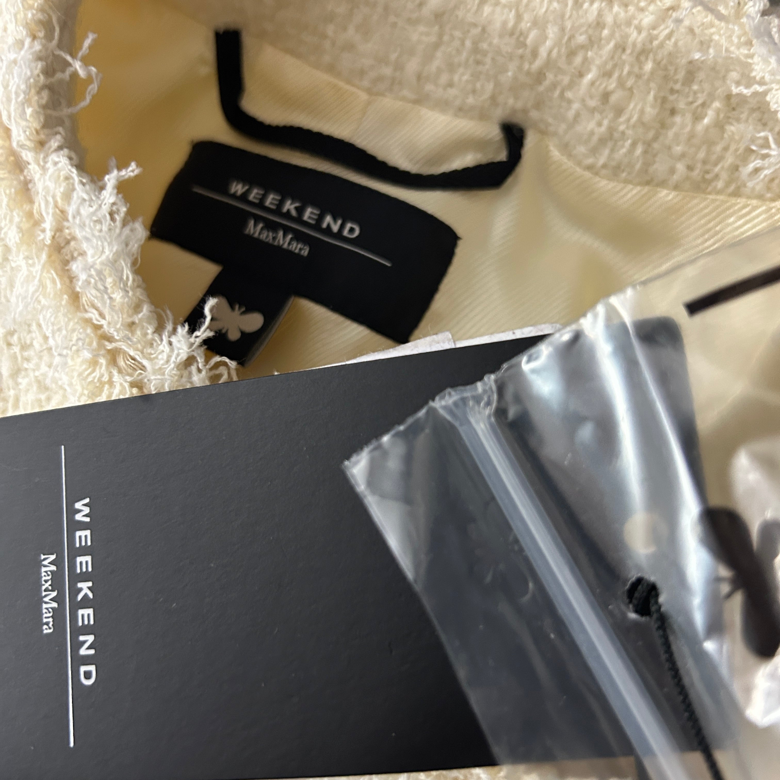 Weekend Max Mara New £435 Cream Raw Edge Tweed Jacket S