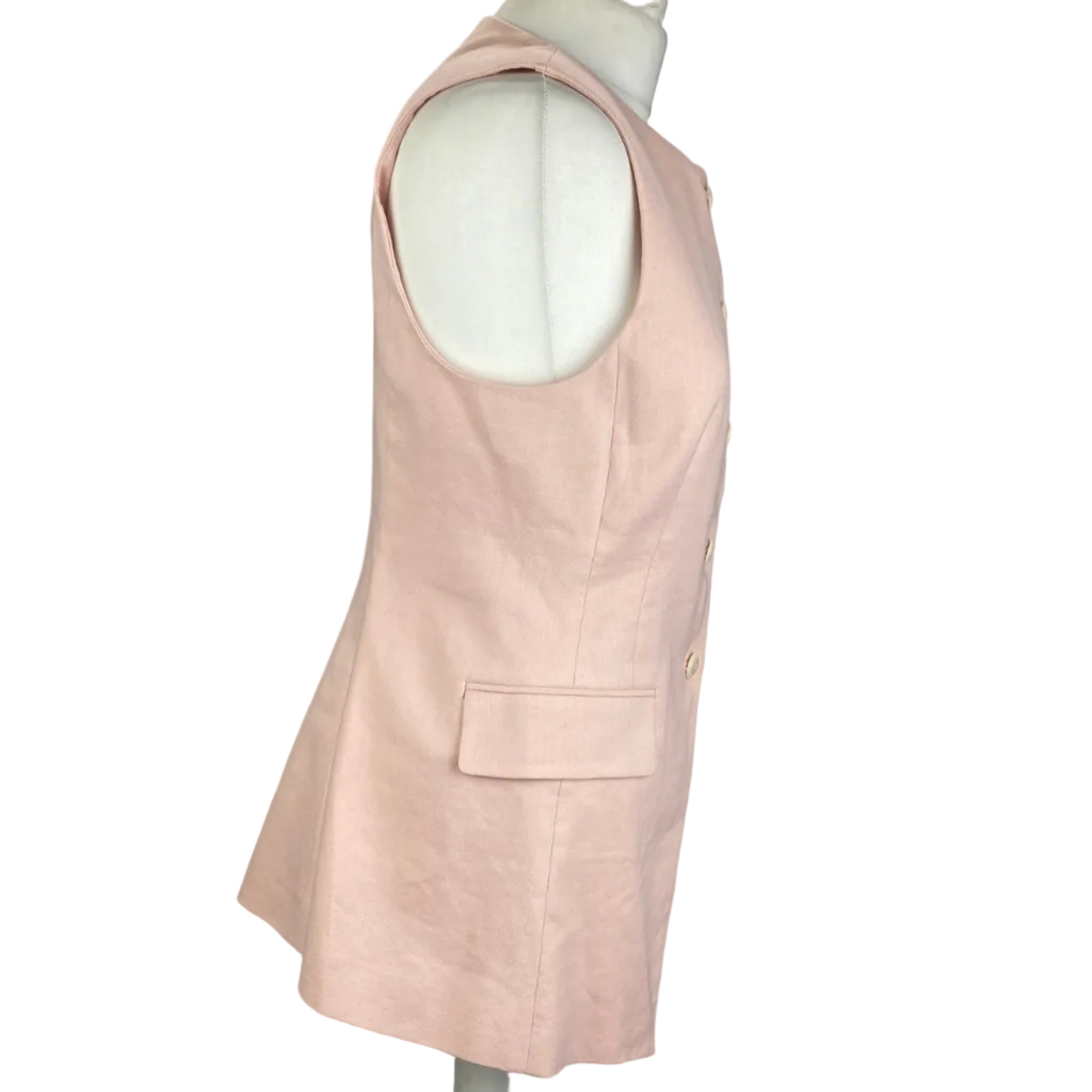 Veronica Beard New £420 Pink Linen Waistcoat M