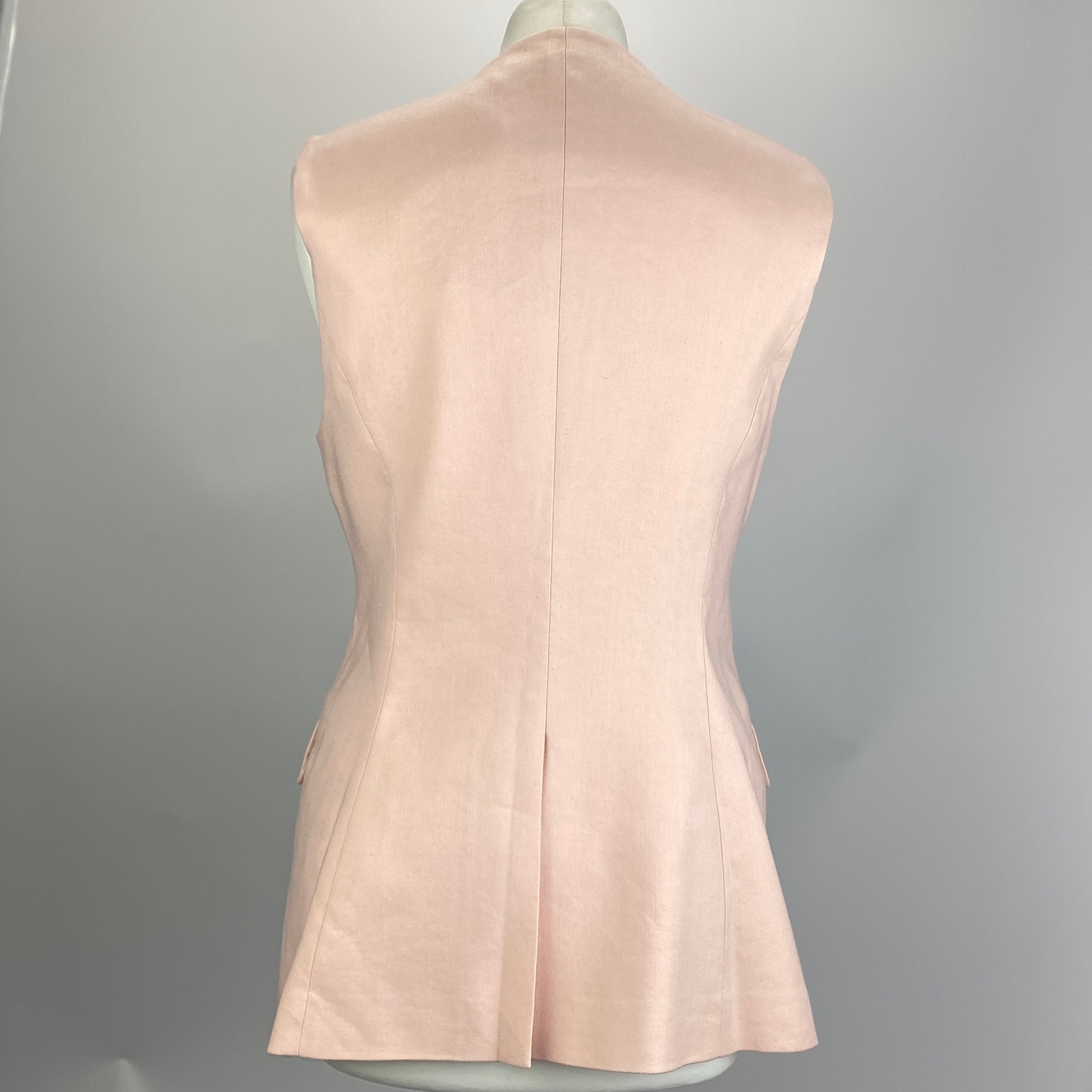Veronica Beard £420 Pink Shell Louis Vest Linen Blend M