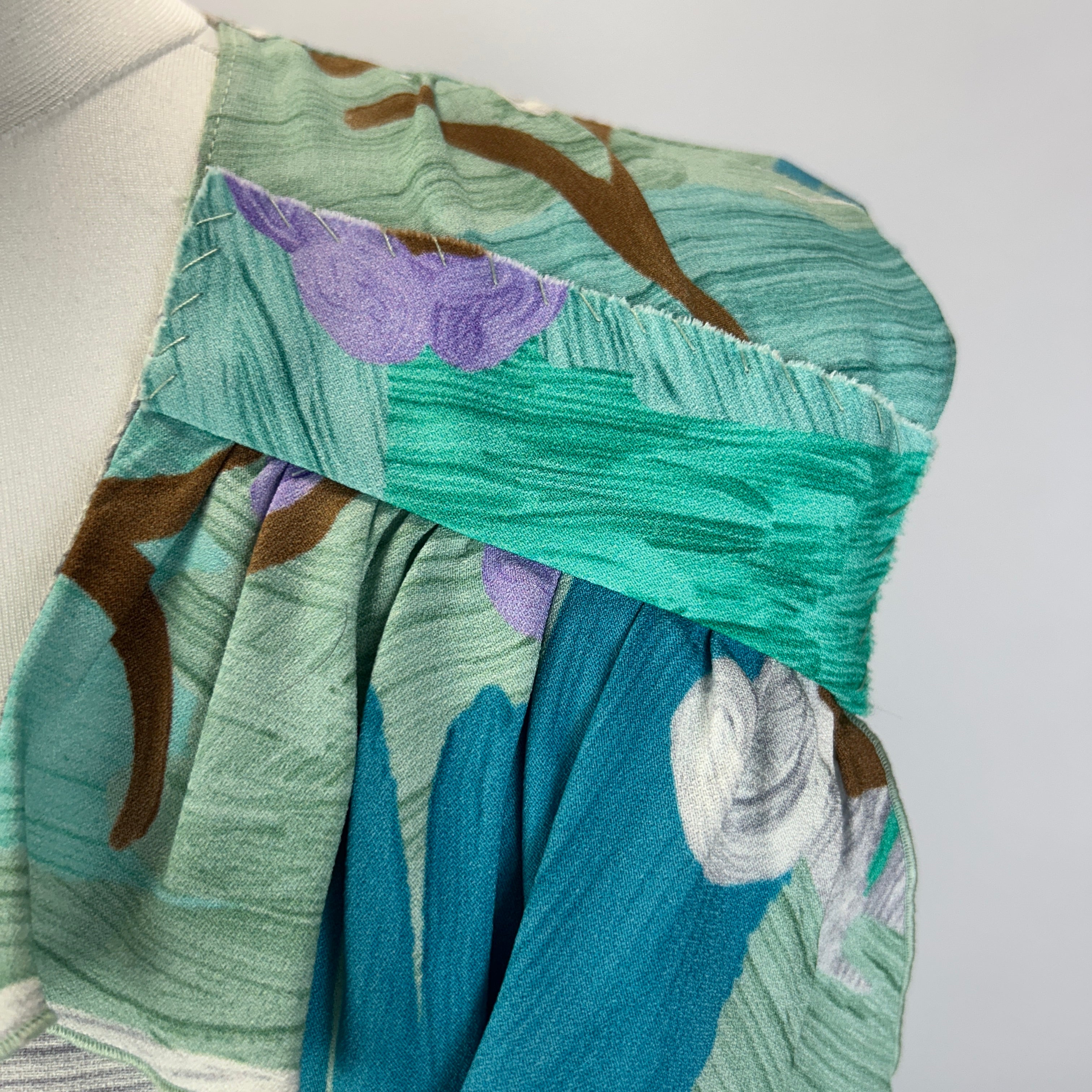Prada Green & Aqua Print Crepe Midi Dress XS
