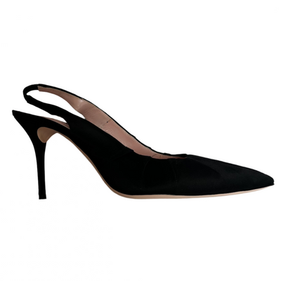 Emilia Wickstead Black Silk Slingback Heels 40