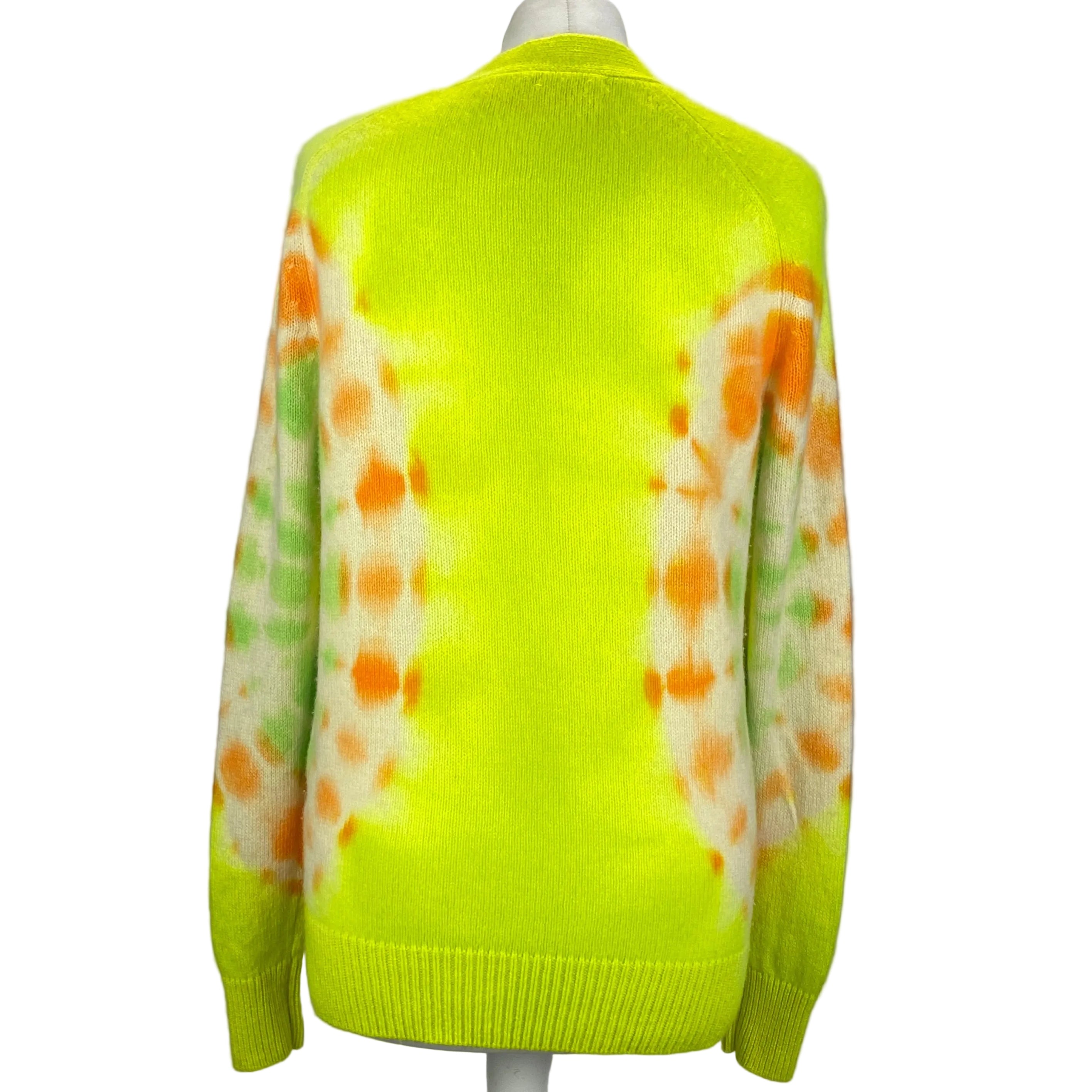 The Elder Statesman £1765 Neon Tie Dye Cashmere Cardigan XS