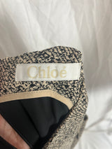 Chloe Dark Vanilla Crepe & Suede Panelled Midi Dress S