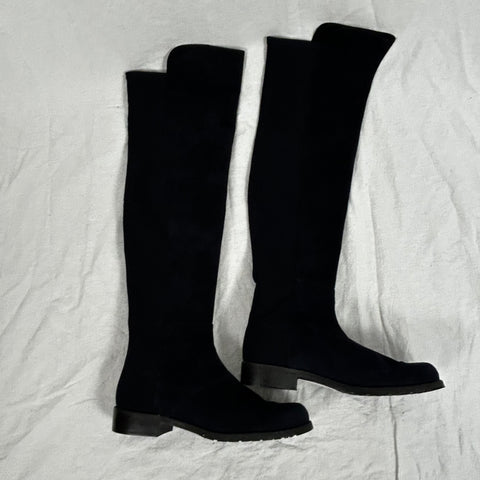 Stuart Weitzman Navy Suede Over The Knee Boots 36.5