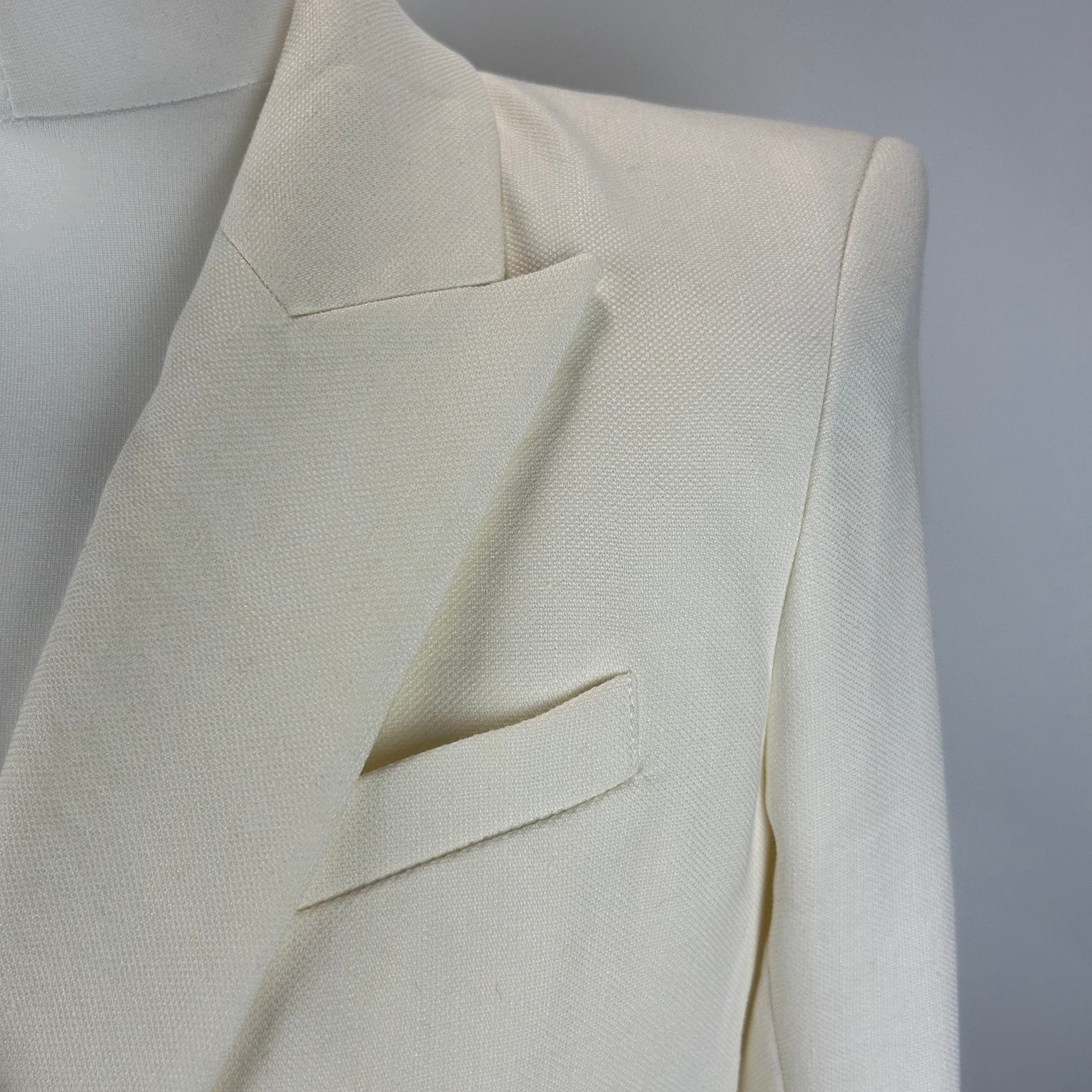 Veronica Beard Ivory Linen Mix Brass Button Dickey Jacket S