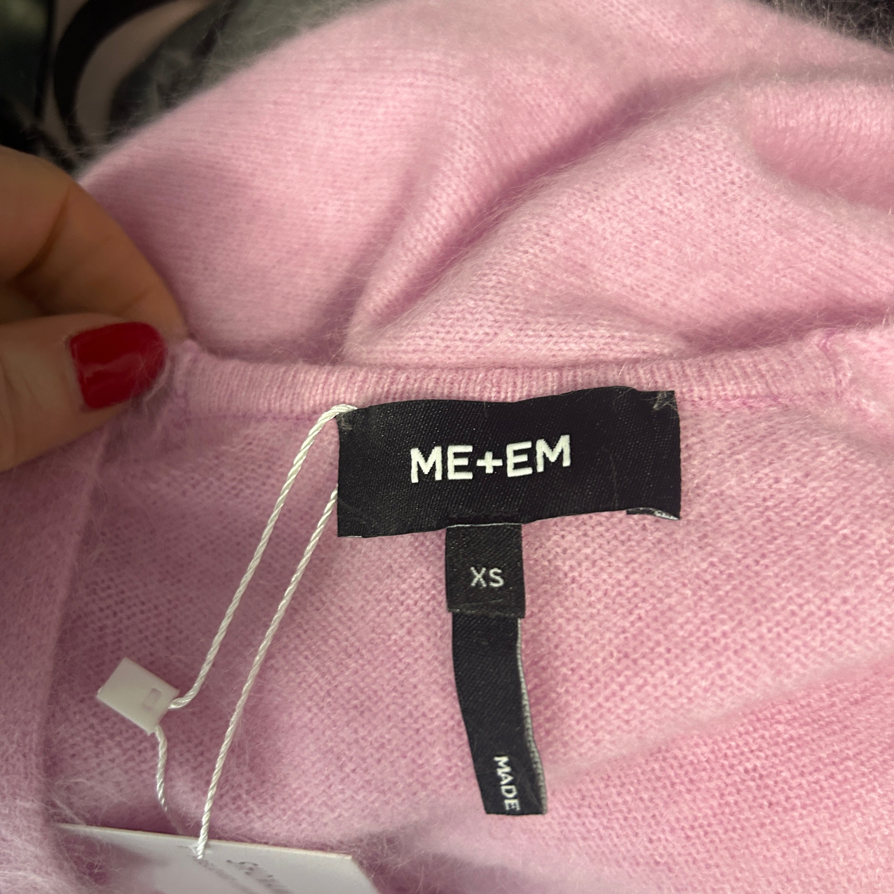 Me&Em Sugar Pink Fluffy Cashmere Puff Sleeve Sweater XS