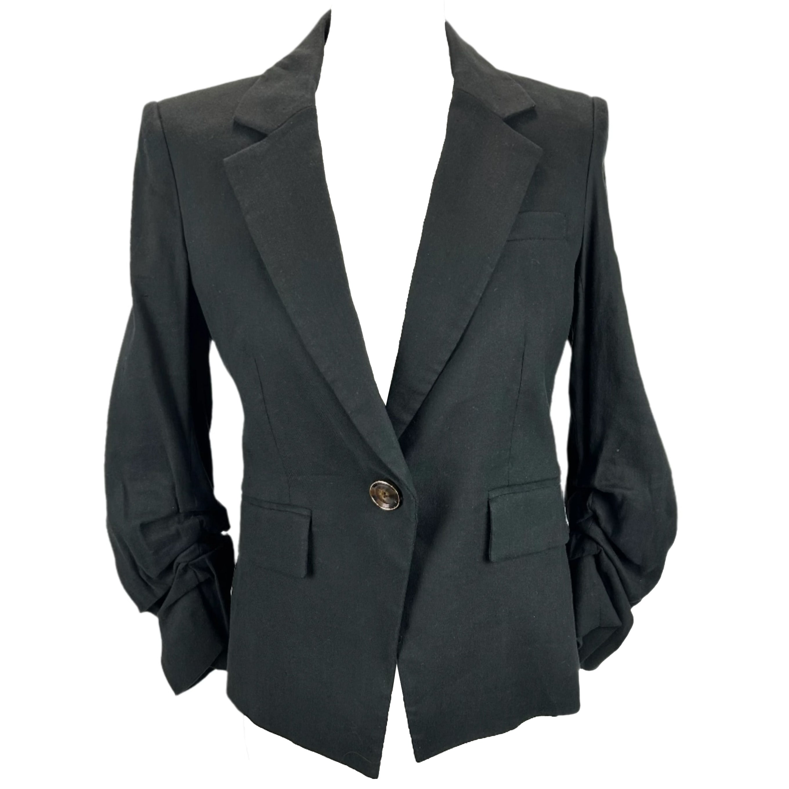 Veronica Beard Black Linen Mix Jacket S