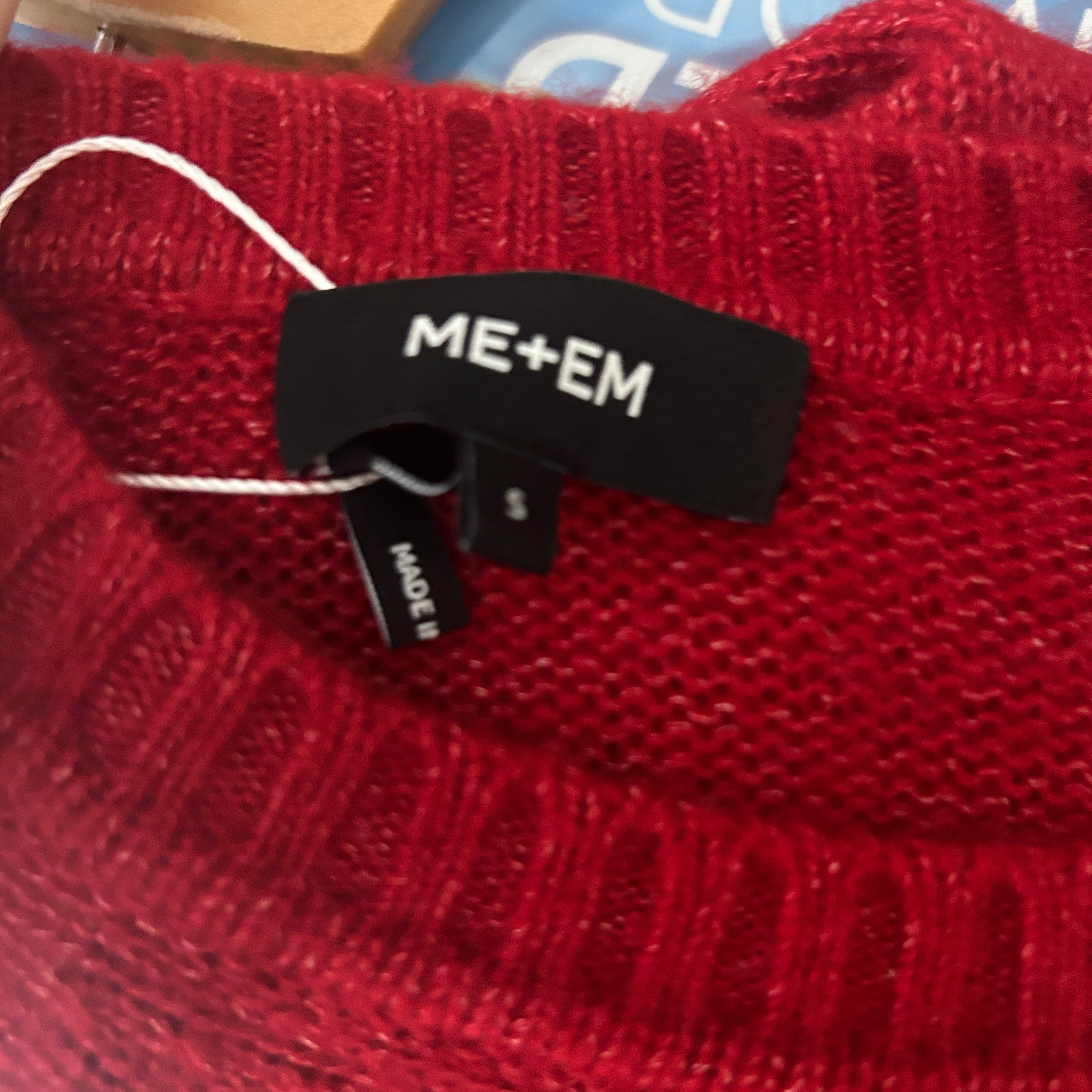 Me&Em Scarlet Wool & Cashmere Puff Sleeve Sweater S