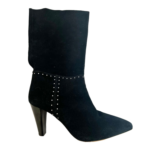 Ba&Sh £420 Black Studded Slouch Ankle Boots 39