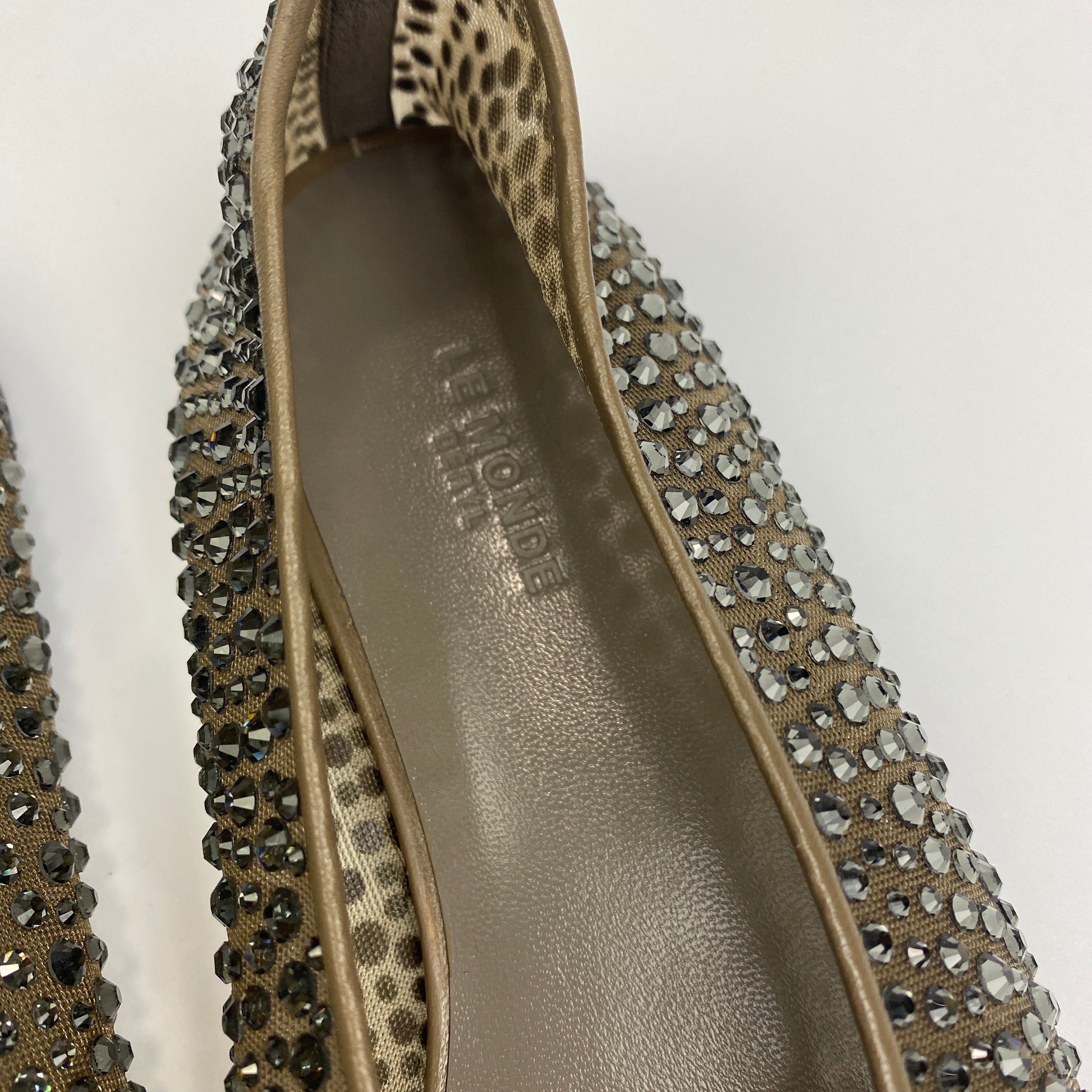 Le Monde Beryl New £625 Luna Mesh Crystal Slipper 38