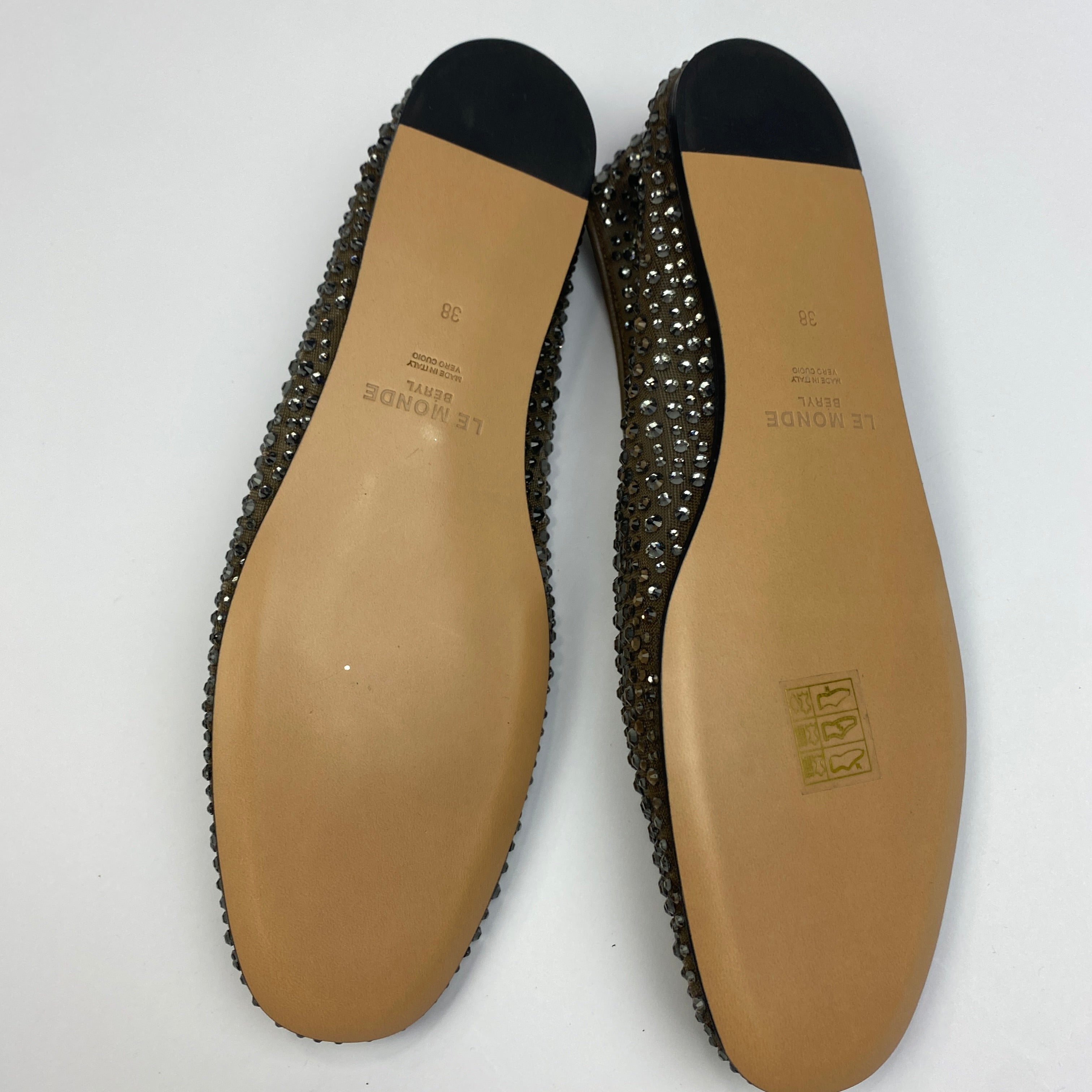 Le Monde Beryl New £625 Luna Mesh Crystal Slipper 38