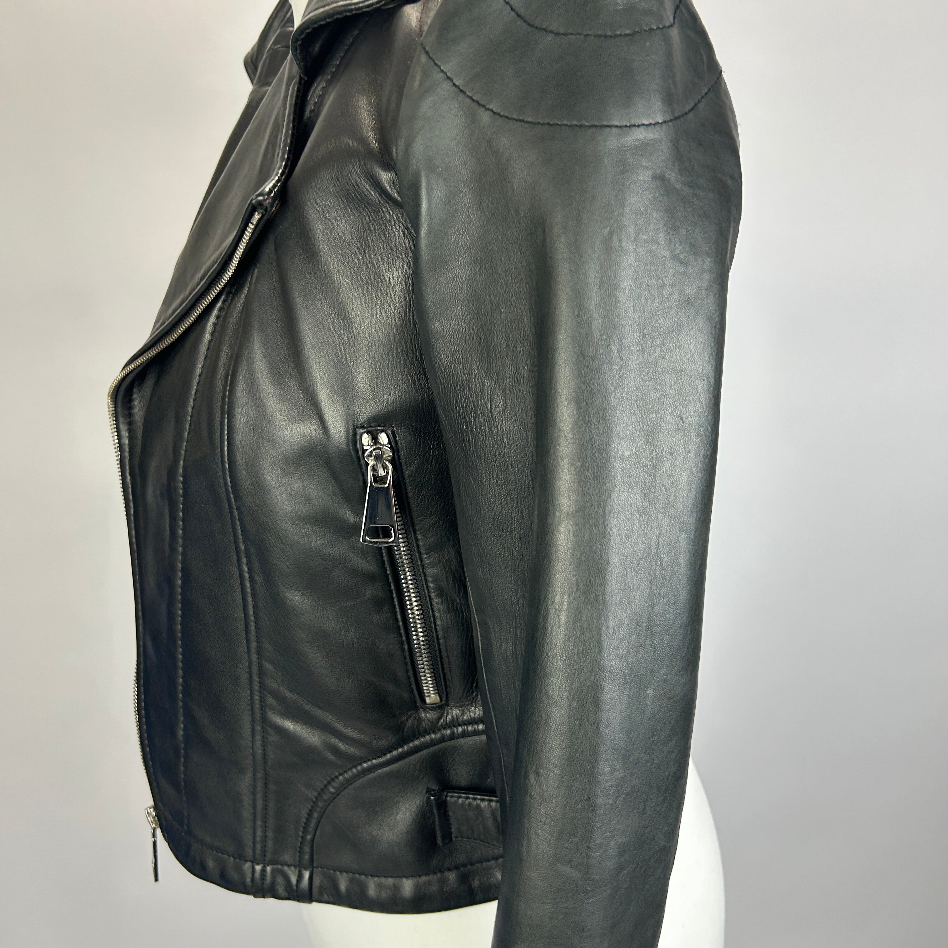 Ba&Sh Black Lambs Leather Biker Jacket XS