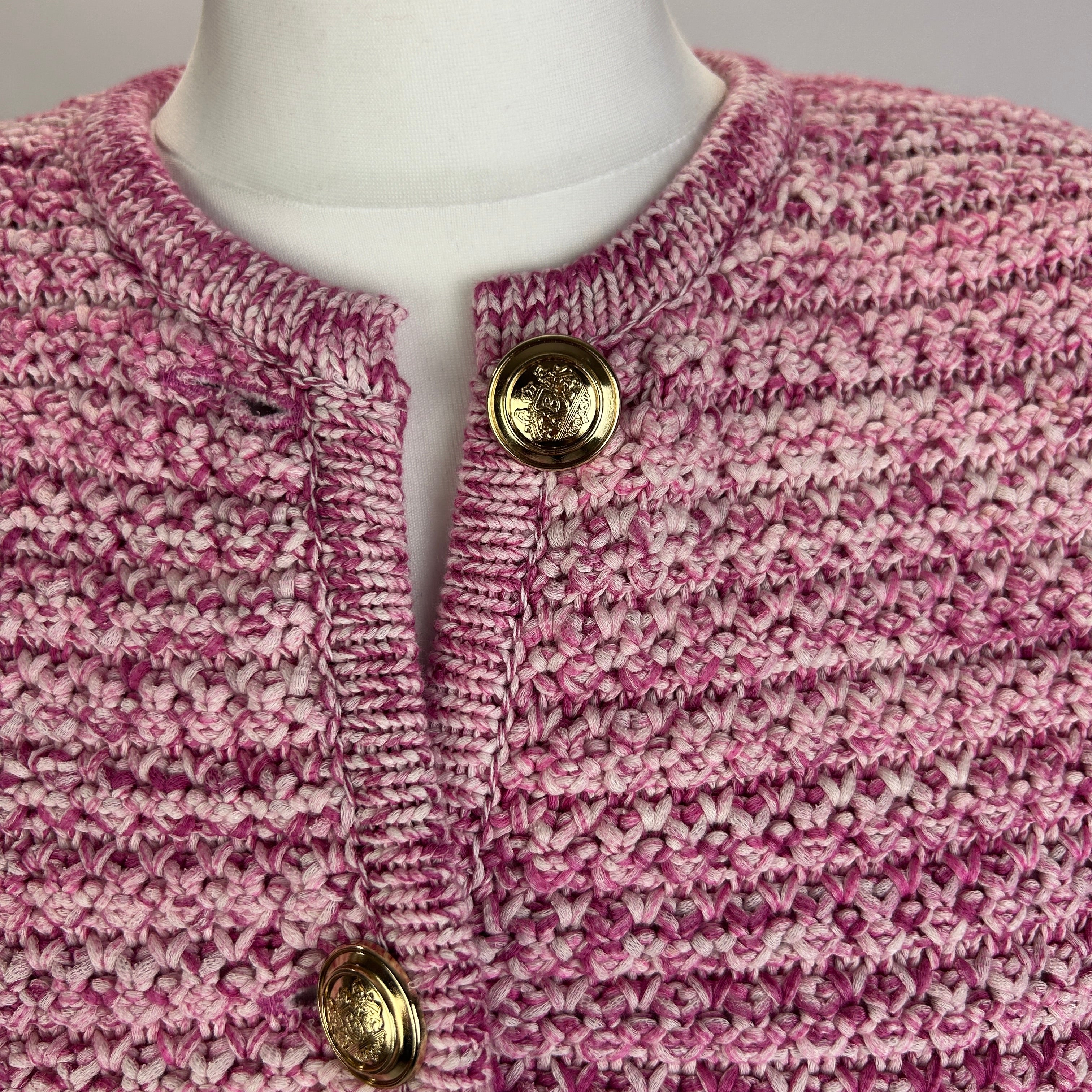 Ba&Sh Raspberry Pink Chunky Knit Crop Jacket S
