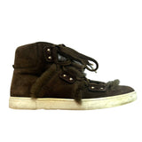 Salvatore Ferragamo Olive Fur High Top Trainers 39.5